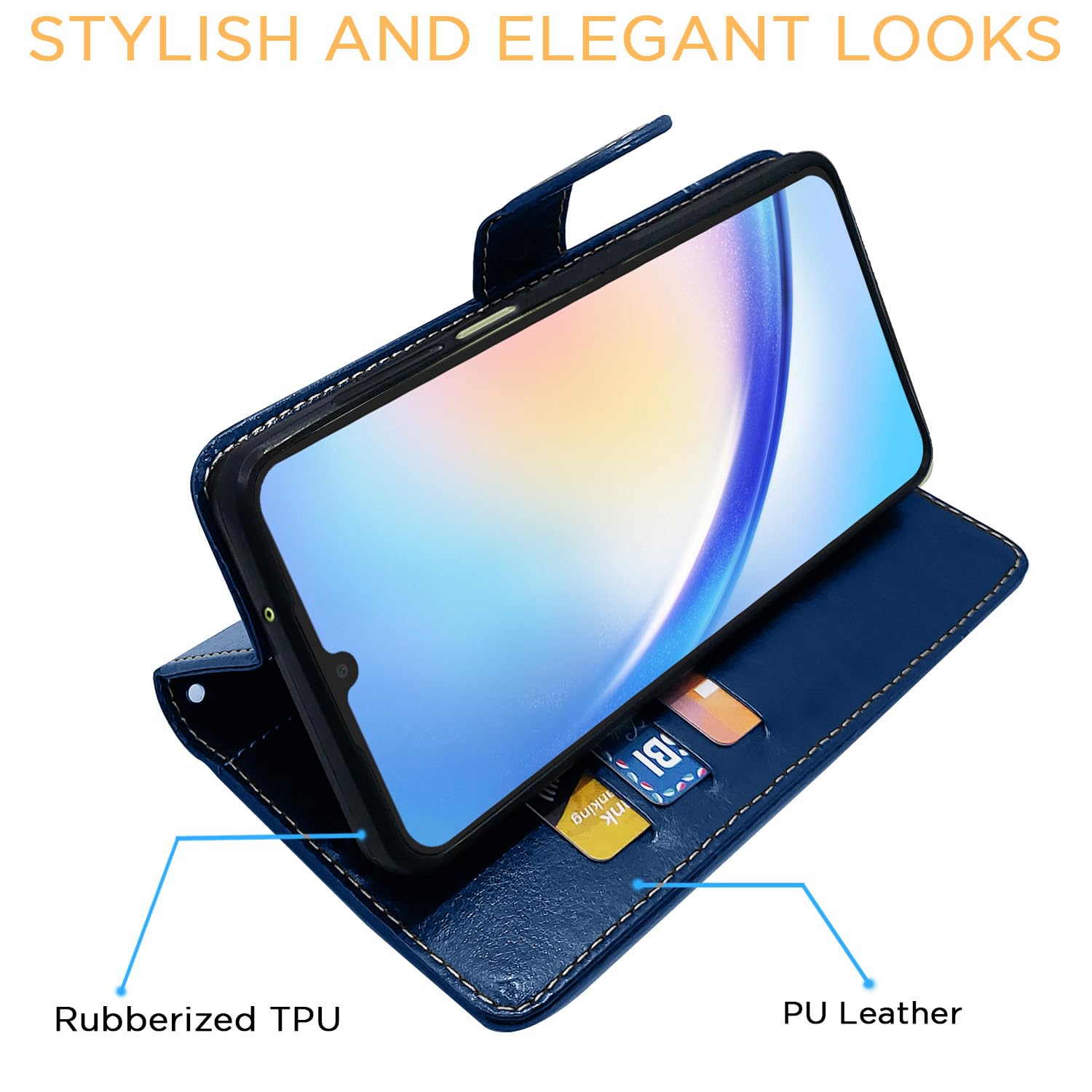 Pikkme Samsung Galaxy A05S Contrast Flip Cover (Blue)
