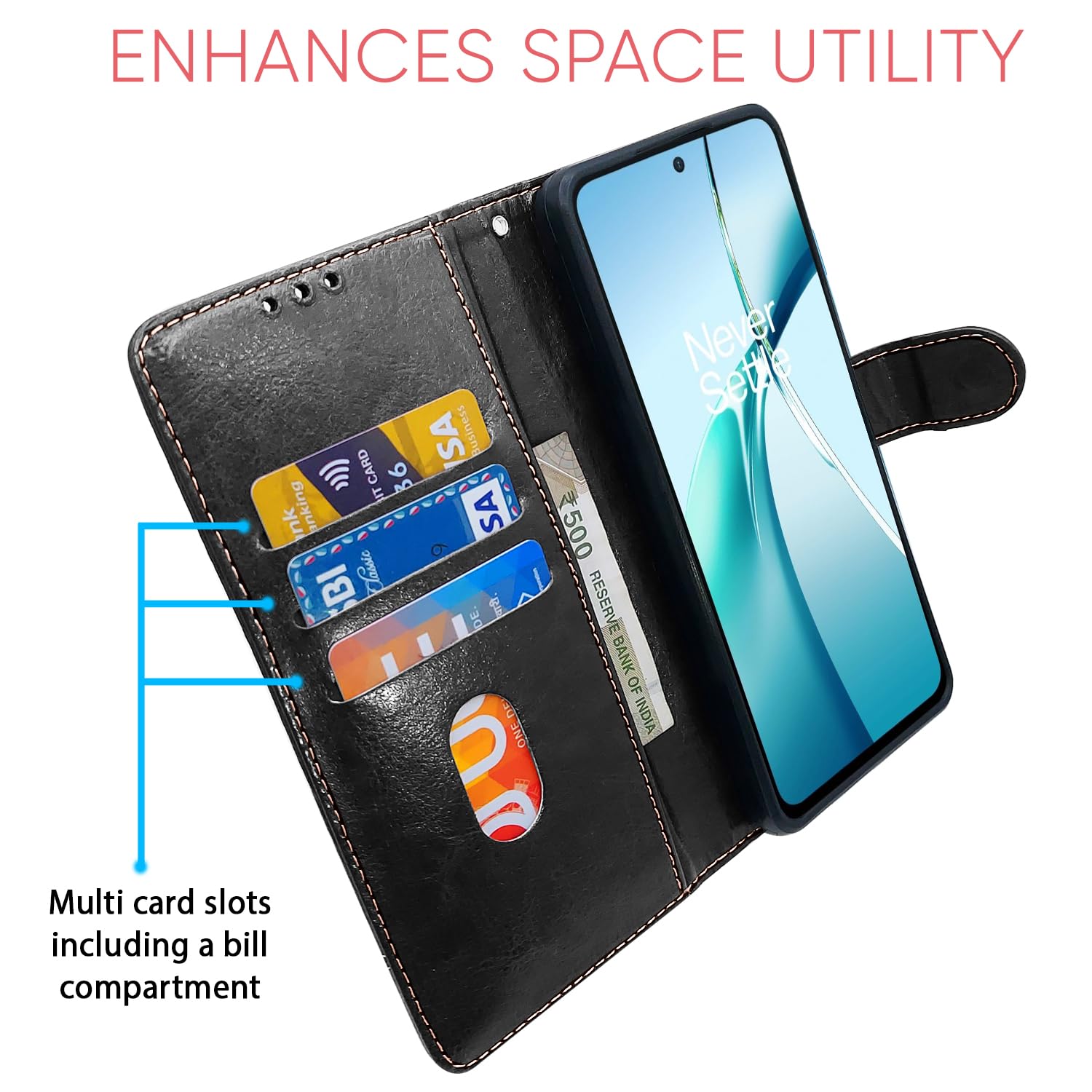 Pikkme black & brown mobile flip cover for OnePlus Nord CE 4 Lite 5G – photo 4