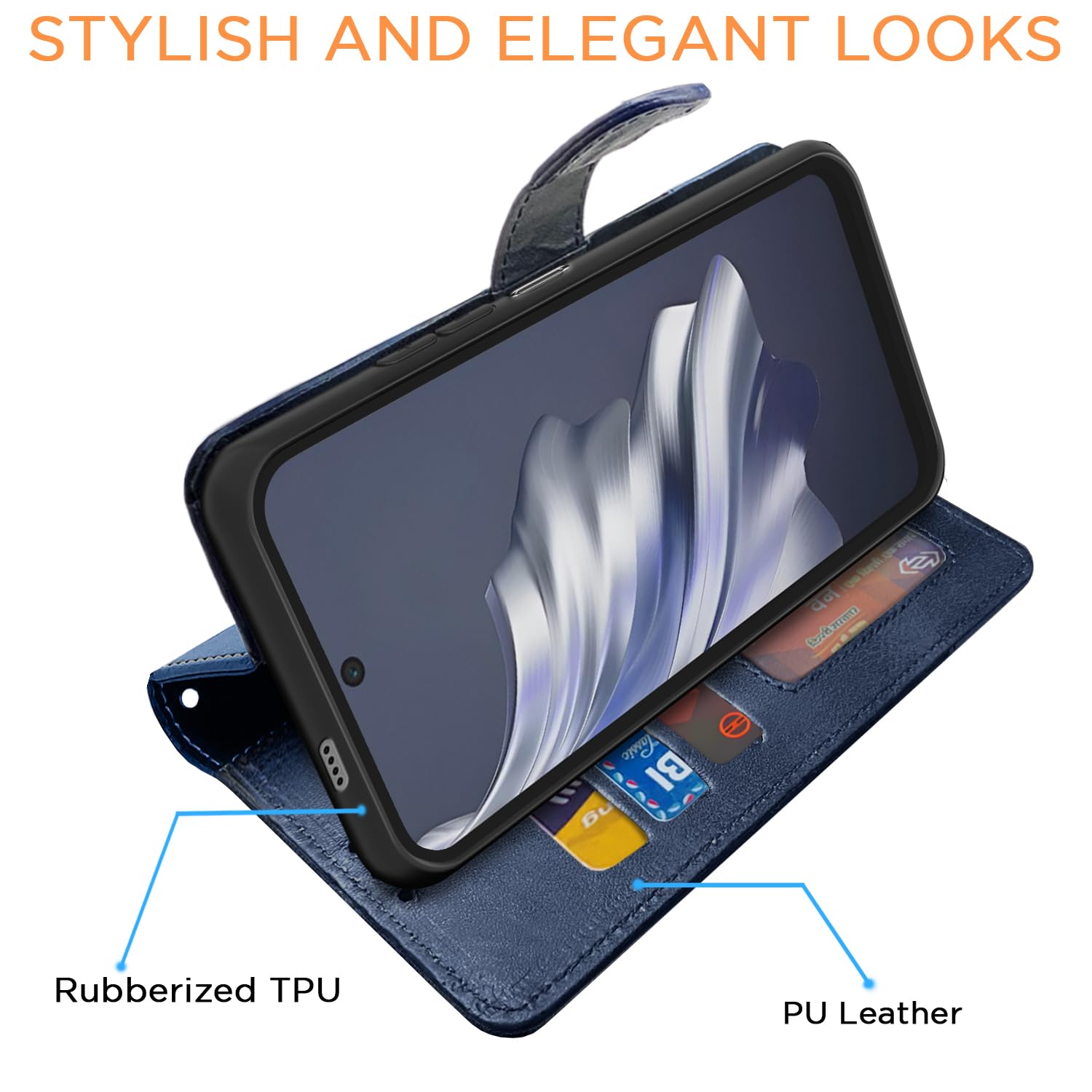 Tecno Spark 20 Pro Magnetic flip case in navy & light blue by Pikkme – photo 3