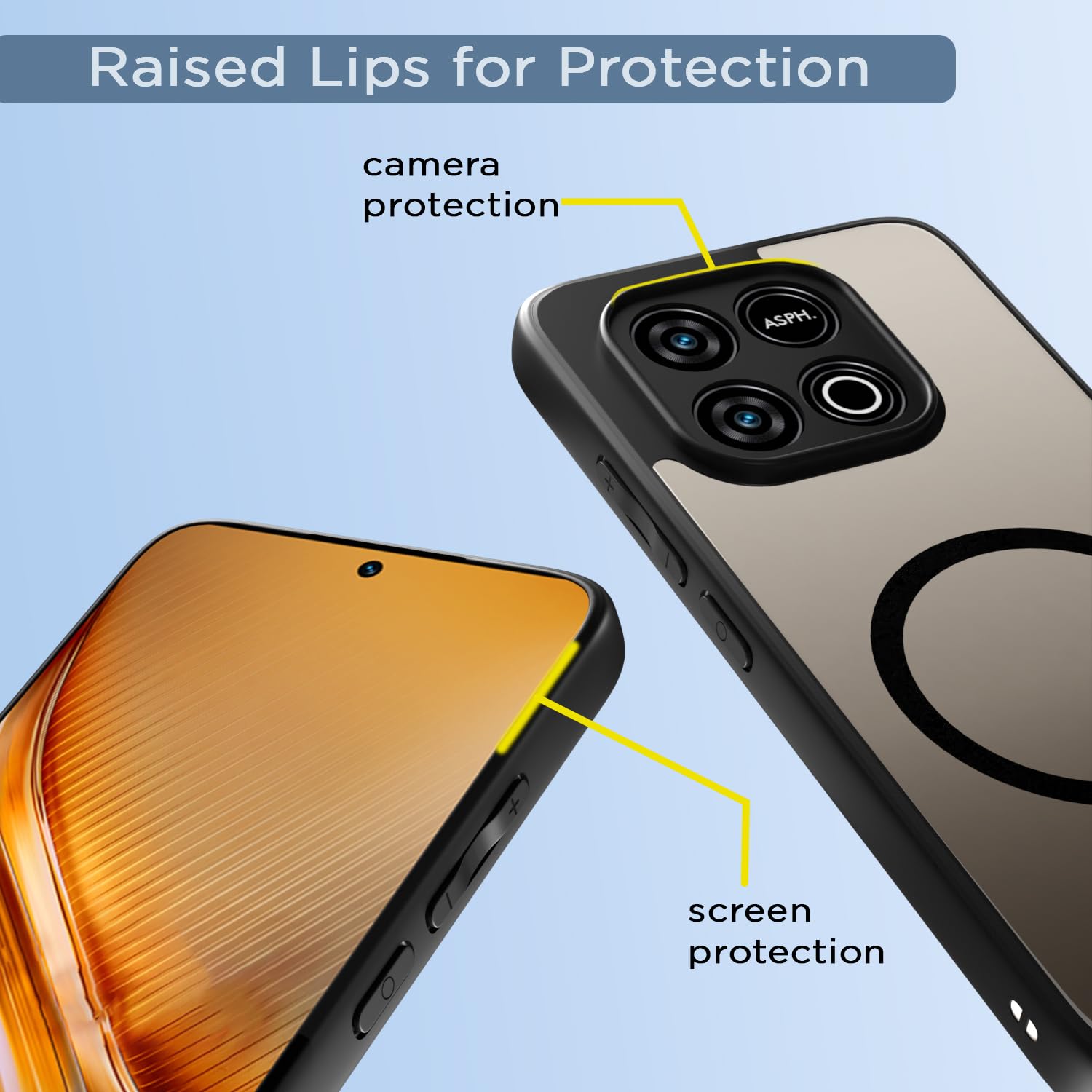 Pikkme Infinix GT 30 Pro 5G Eagle 2 Mag-Safe Shockproof Hard Transparent Back Cover (Black)