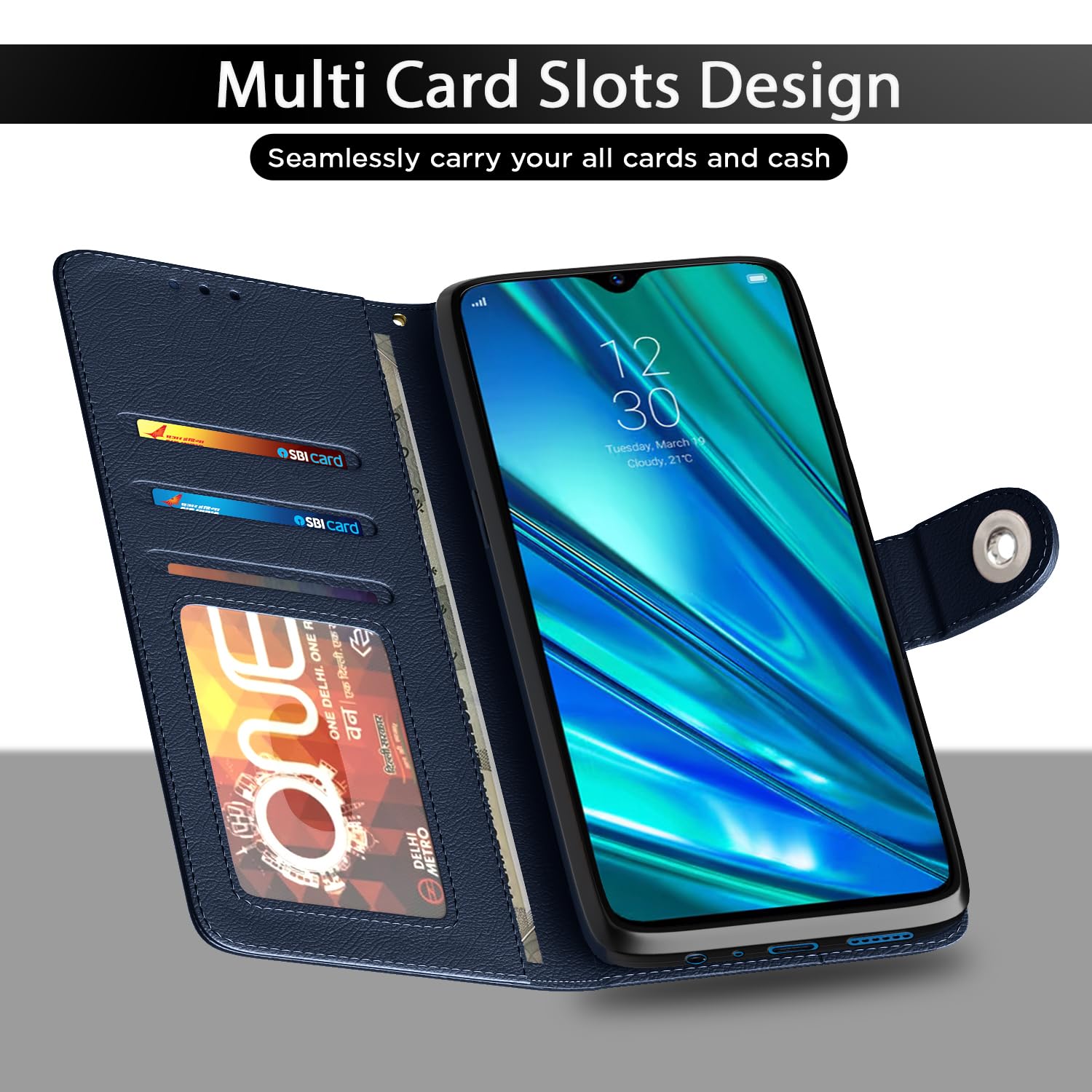 Pikkme blue wallet flip cover for Realme 5 Pro – photo 5