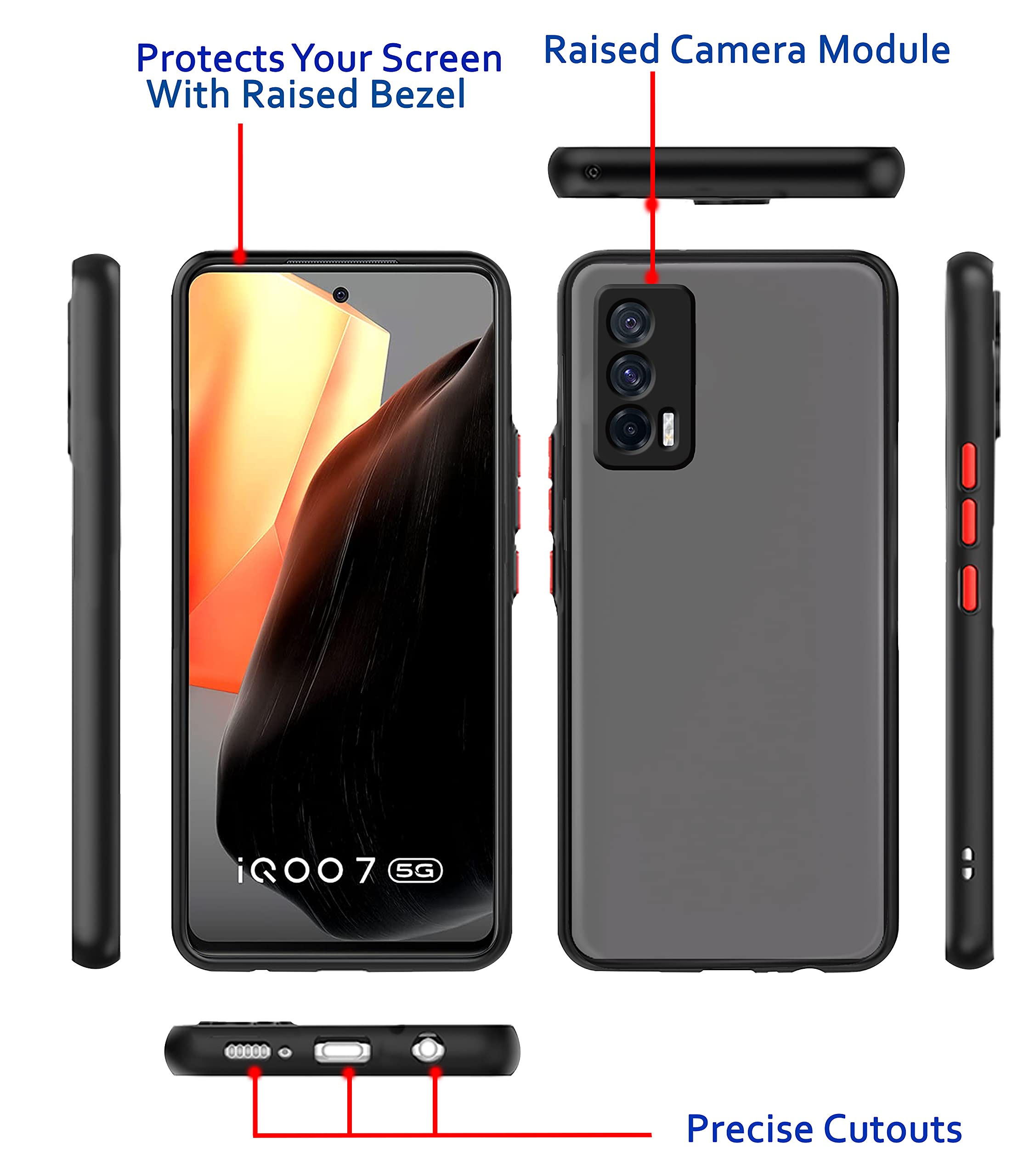 iQOO 7 5G Matte phone cover in black by Pikkme – photo 3