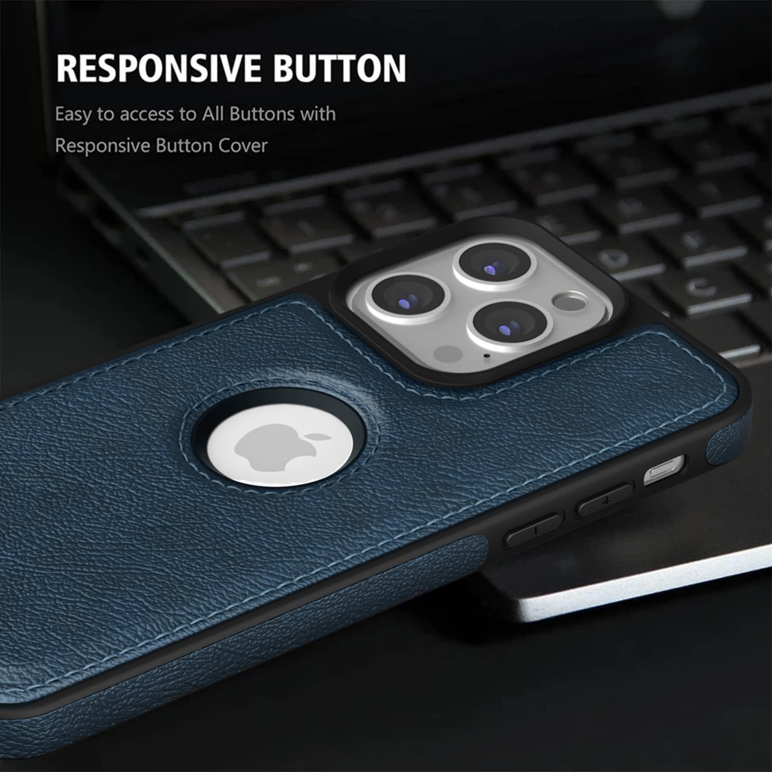 Pikkme iPhone 14 Pro Max Flexible Pu Leather Back Case (Blue)