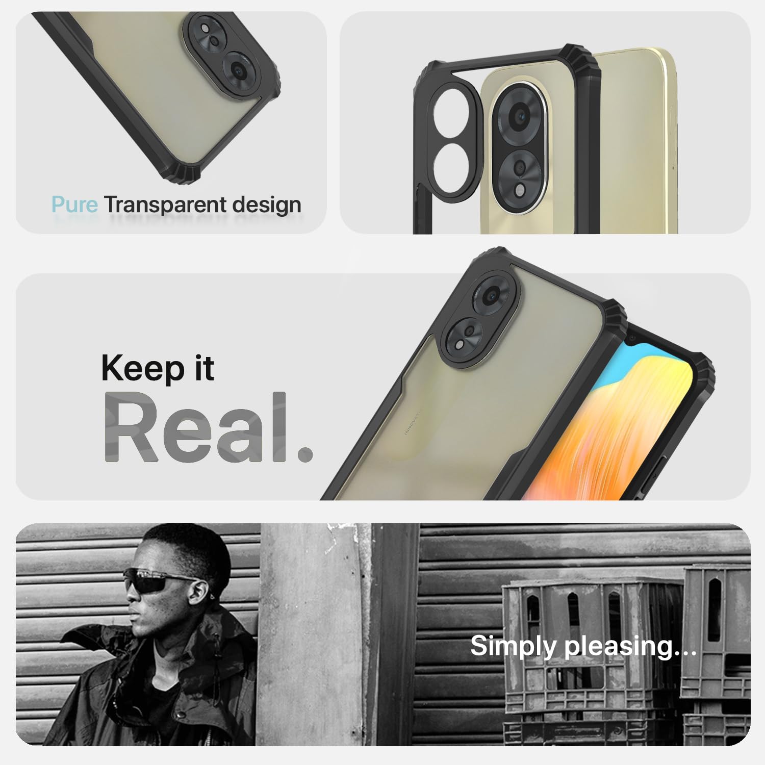 Black Clear mobile cover for Oppo A38/A18 4G – Pikkme – photo 4