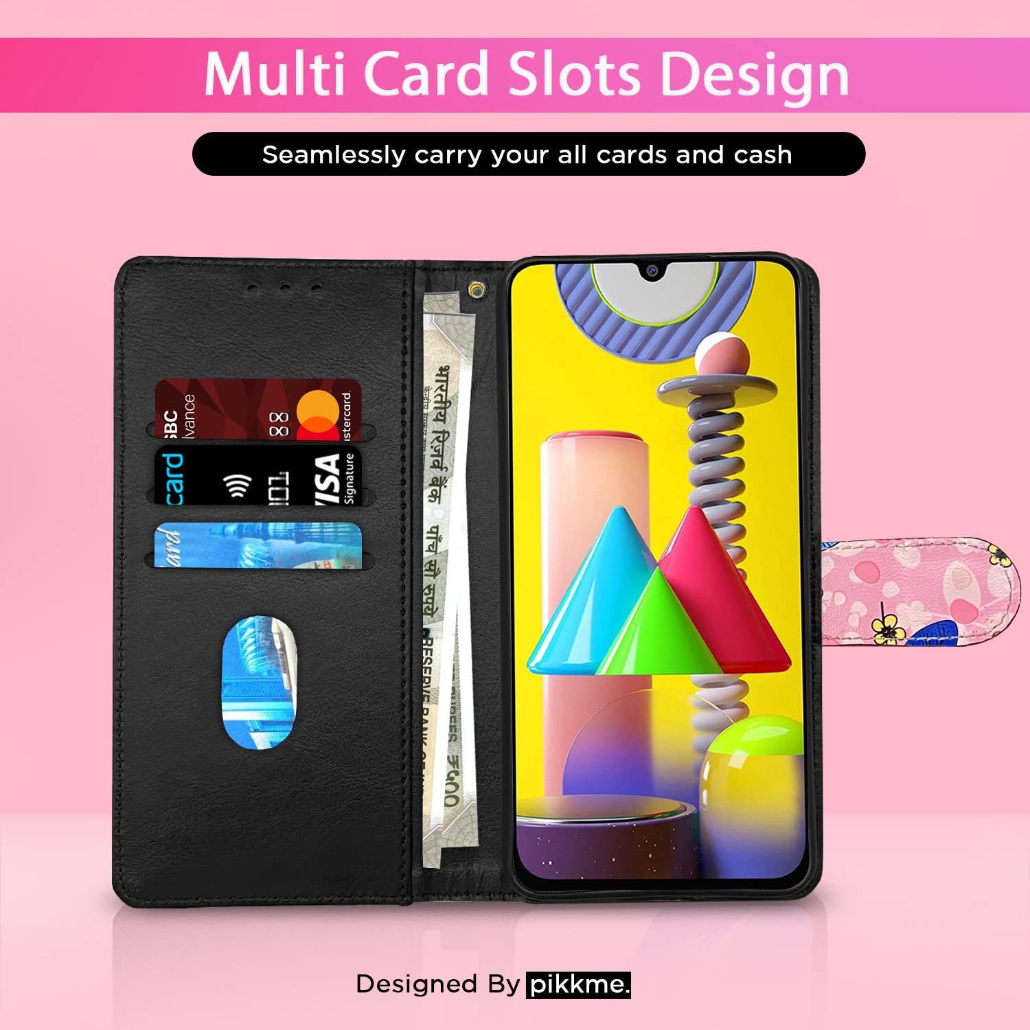Pikkme Samsung Galaxy M31 / F41 / M31 Prime Flower Flip Cover (Pink)