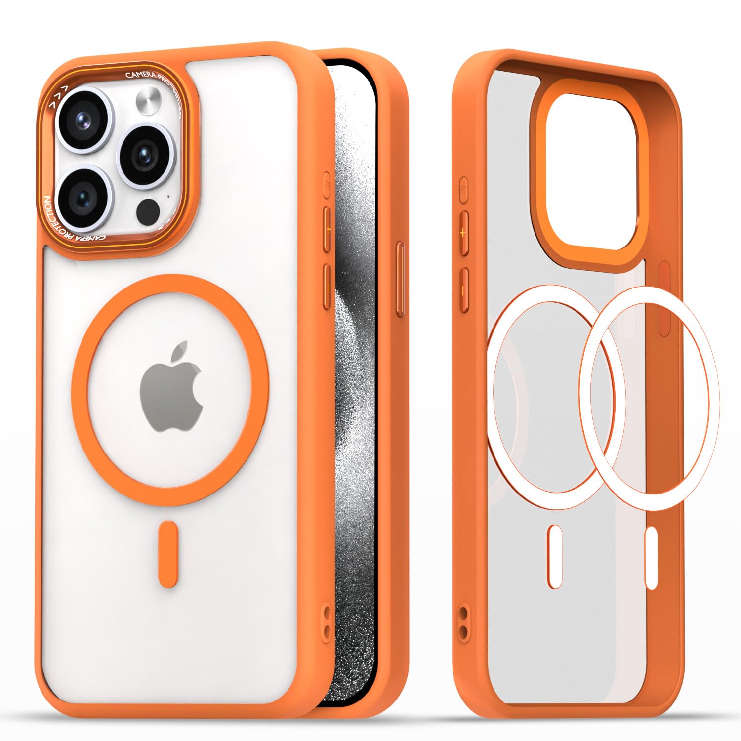 iPhone 15 Pro MagSafe mobile back cover in orange mag-safe by Pikkme