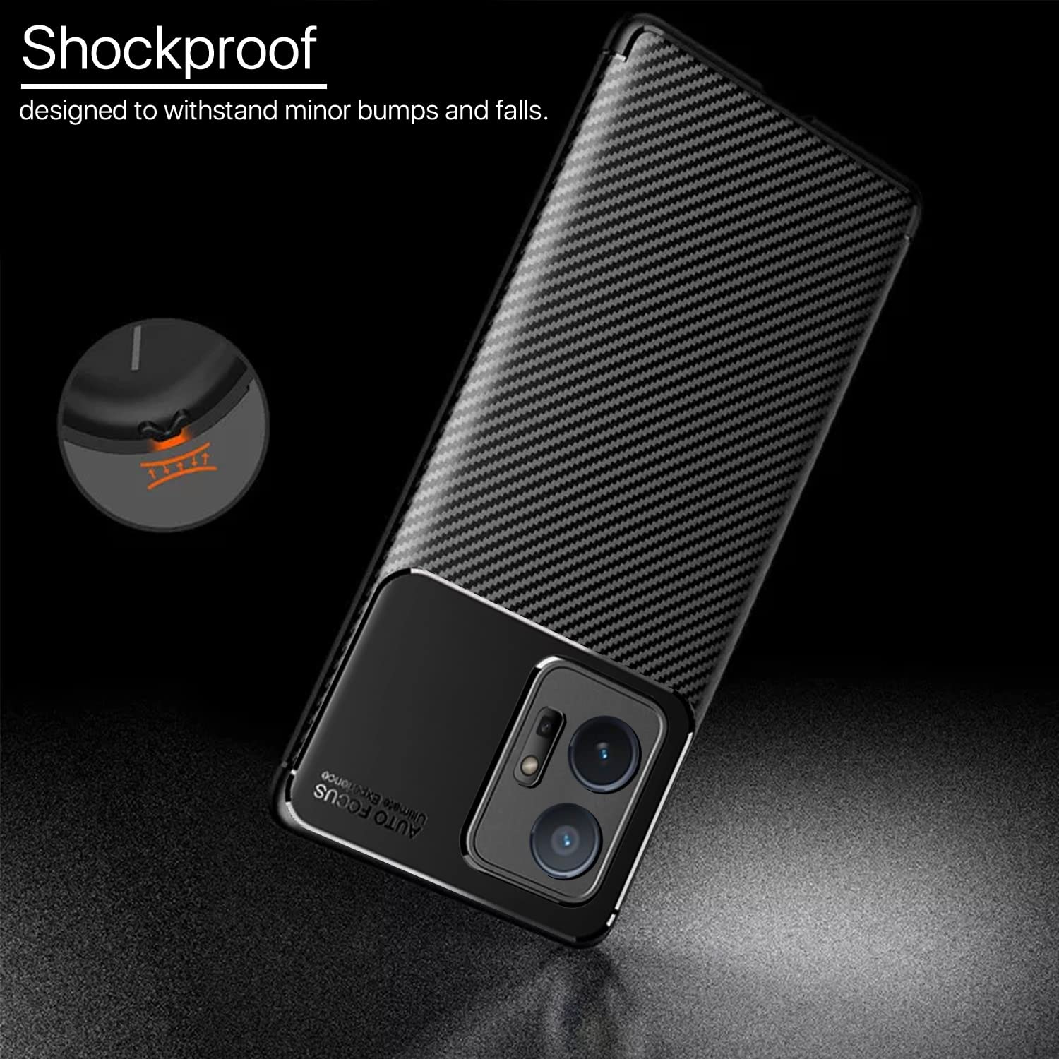 Vivo T1/Y75/iQOO Z6 5G Carbon mobile cover in black by Pikkme – photo 4
