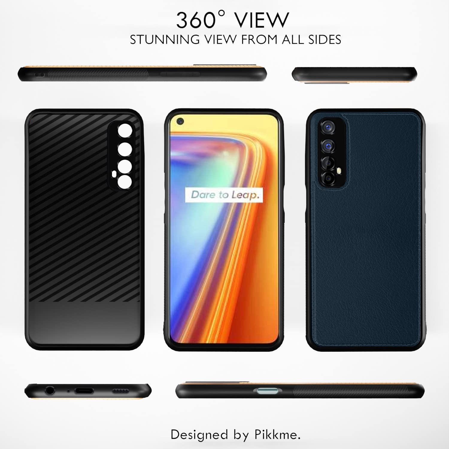 Pikkme Realme 7 Leatherback Back Case | Blue