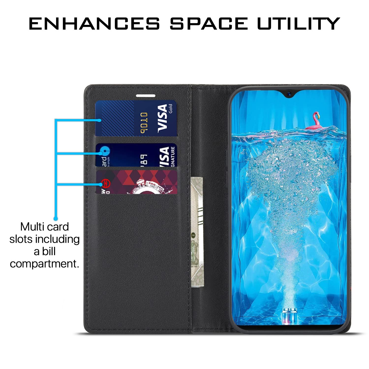 Black Carbon mobile flip cover for Oppo F9/F9 Pro/A5/A5s/A7/A11k/A12/Realme 2/2 Pro/Realme U1 – Pikkme – photo 3