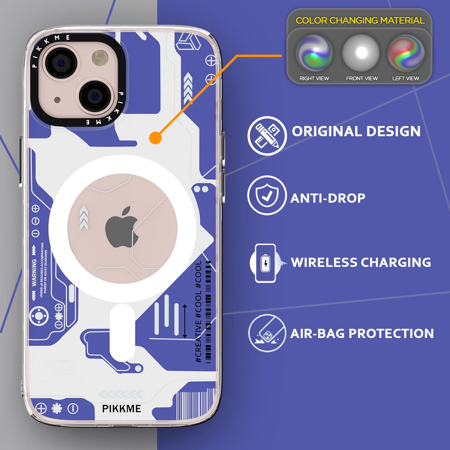 Pikkme iPhone 13 Printmagsafe Back Cover (Blue)