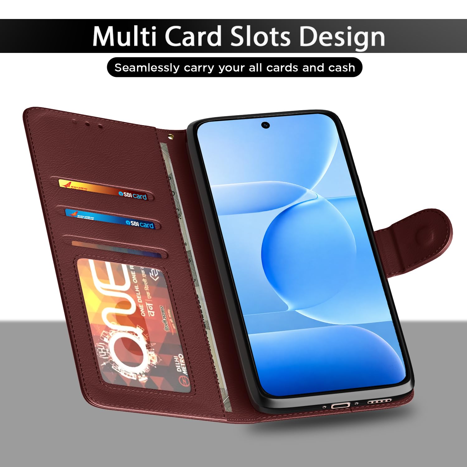 Pikkme brown Wallet wallet flip cover for Vivo S2 5G – photo 5