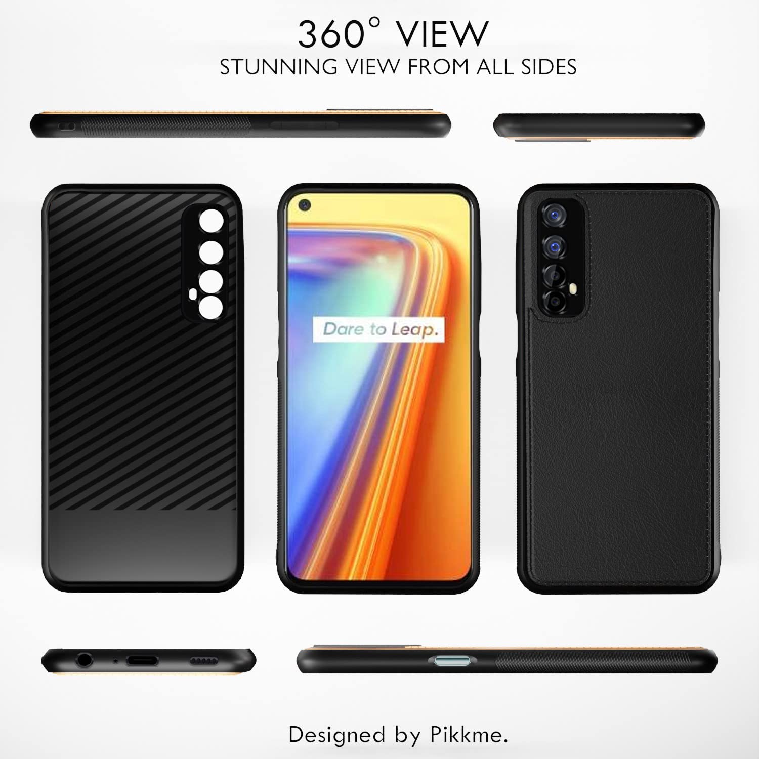 Pikkme Realme 7 Leather Back Case | Black