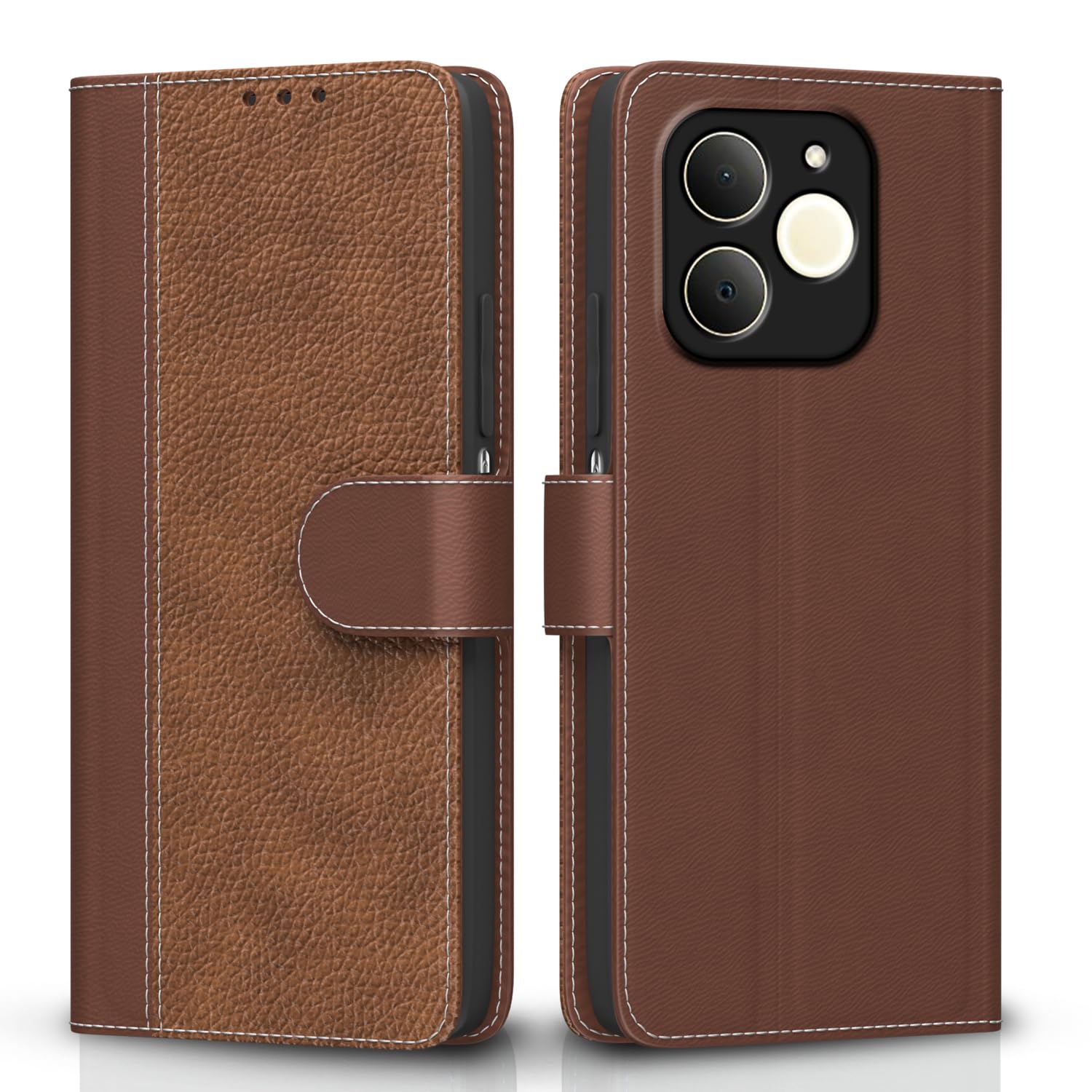 Realme P4 Lite 4G wallet flip cover in tan by Pikkme