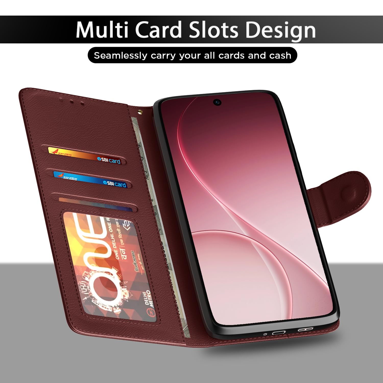 Pikkme brown wallet flip cover for Oppo Reno 15C 5G – photo 5