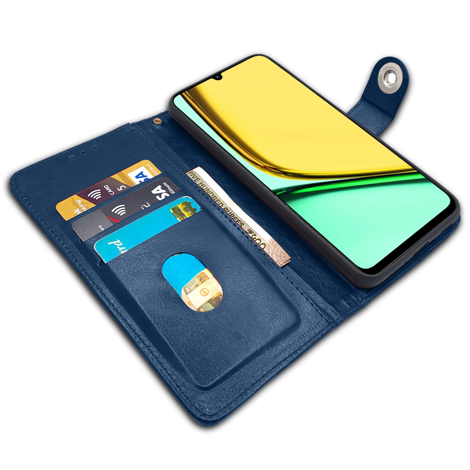 Blue Button wallet flip cover for Realme C61/Narzo N61 – Pikkme – photo 3