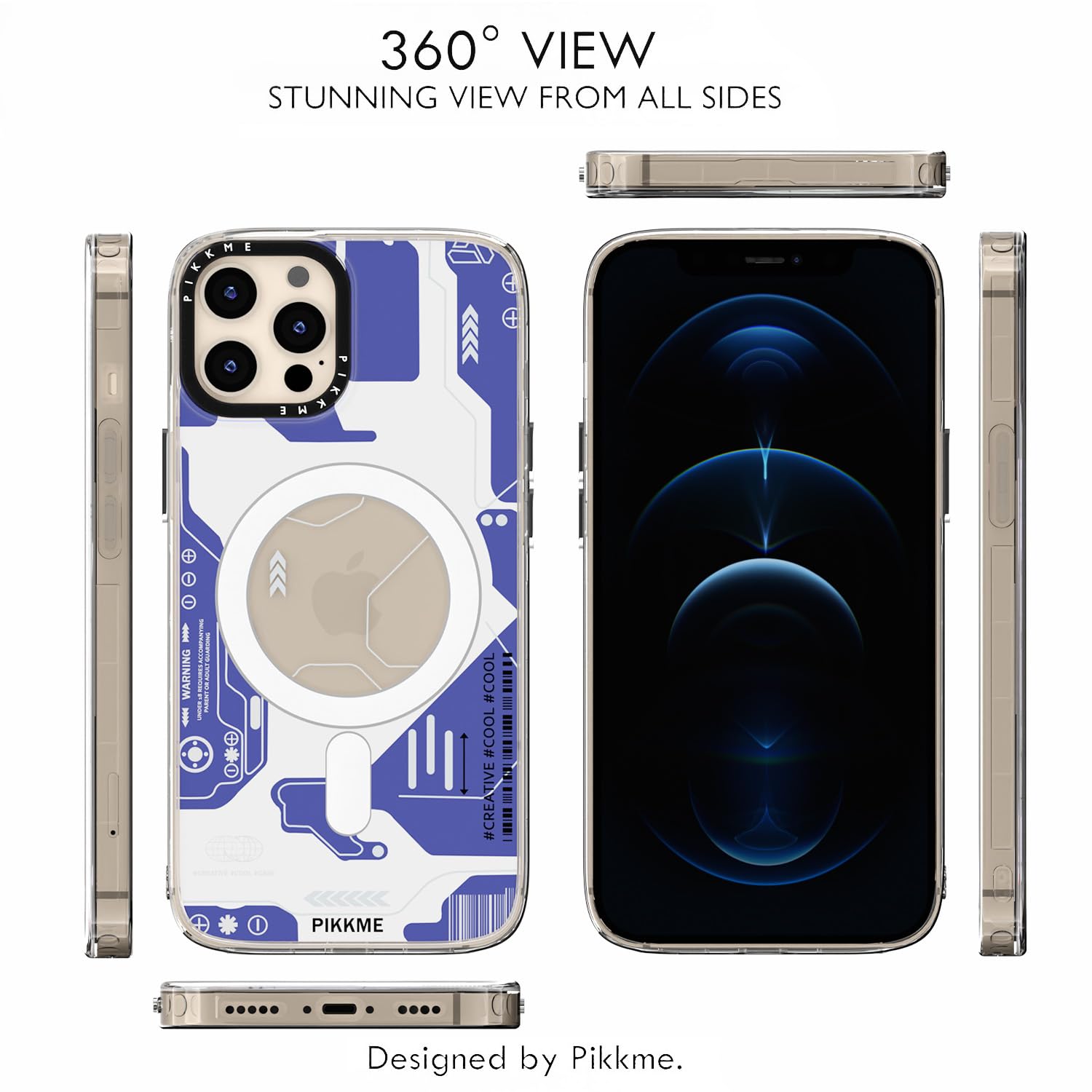 Pikkme iPhone 12 Pro Max Printmagsafe Back Cover (Blue)