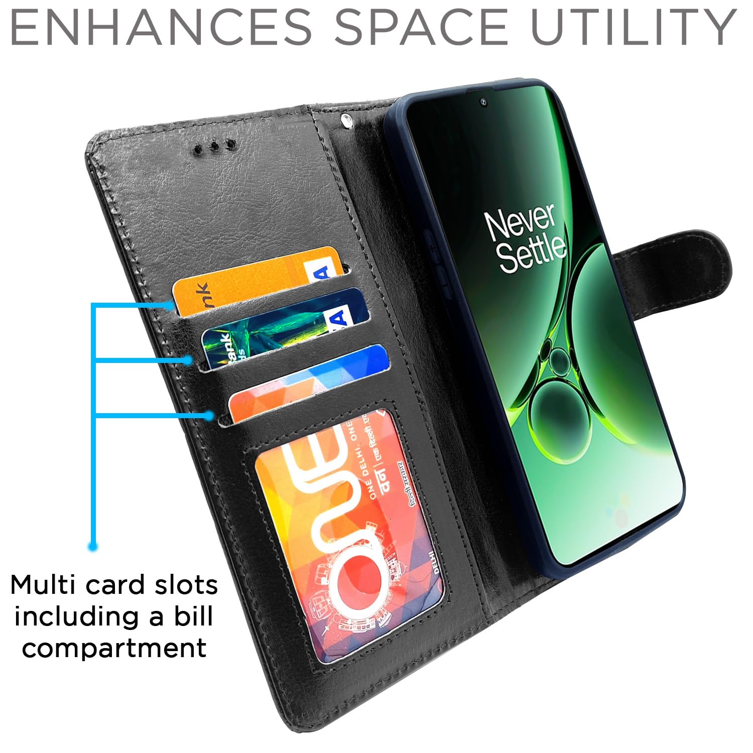 OnePlus Nord 3 5G Wallet flip cover in black by Pikkme – photo 3