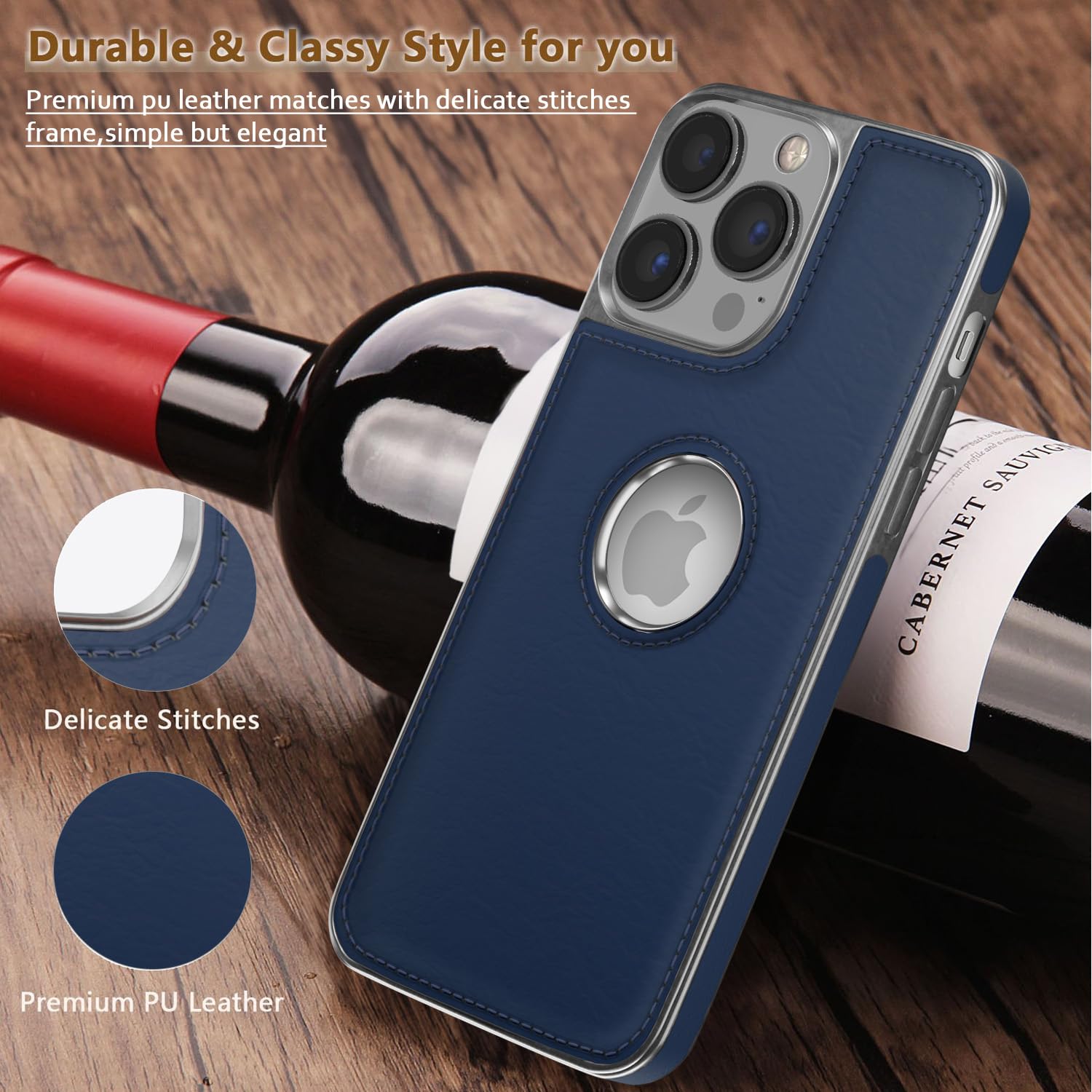 Pikkme iPhone 12 Pro Max Silver Electroplated Chrome Leather Back Cover (Blue)