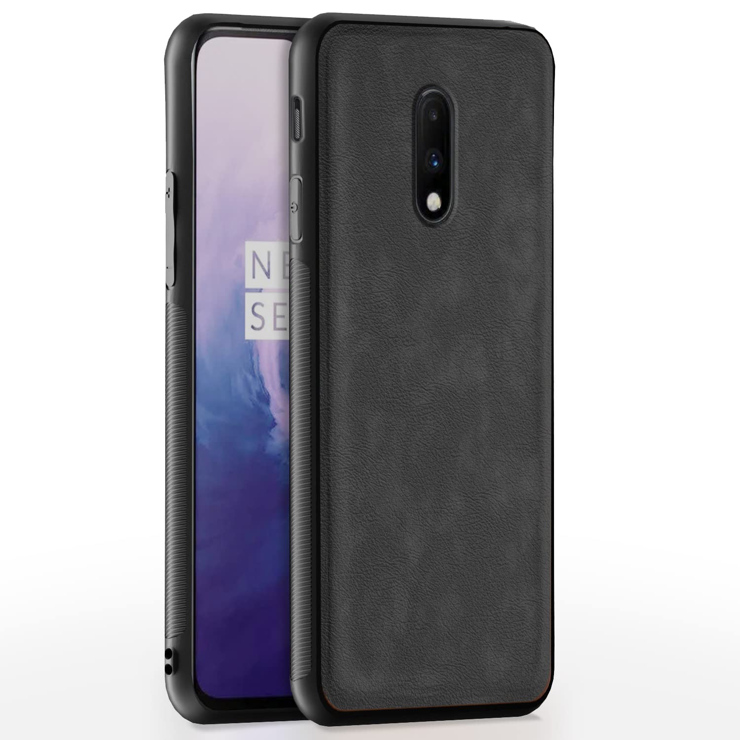 Pikkme grey Leather back cover for OnePlus 7