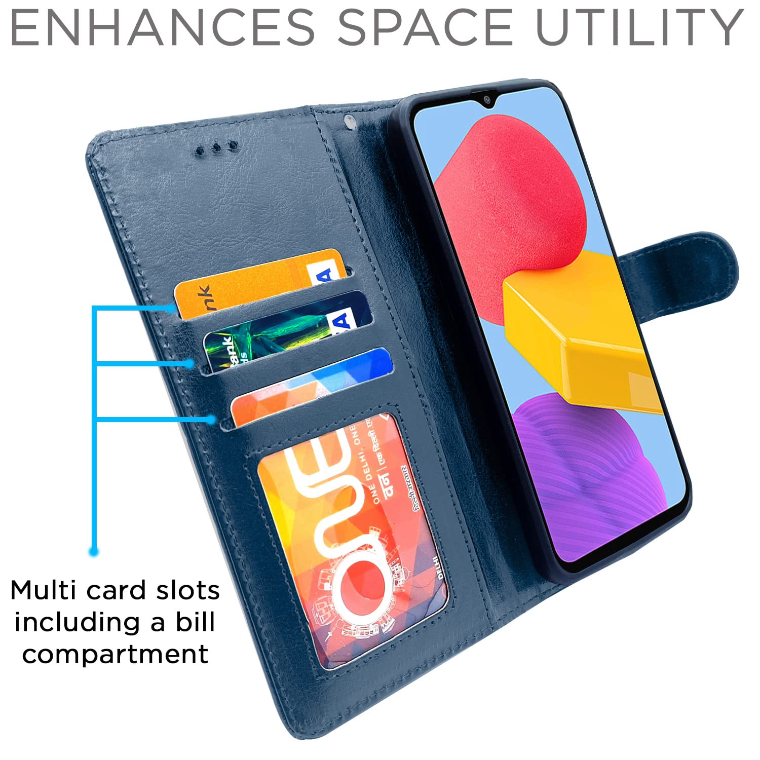 Samsung Galaxy F13 Vintage Flip Cover (Blue)