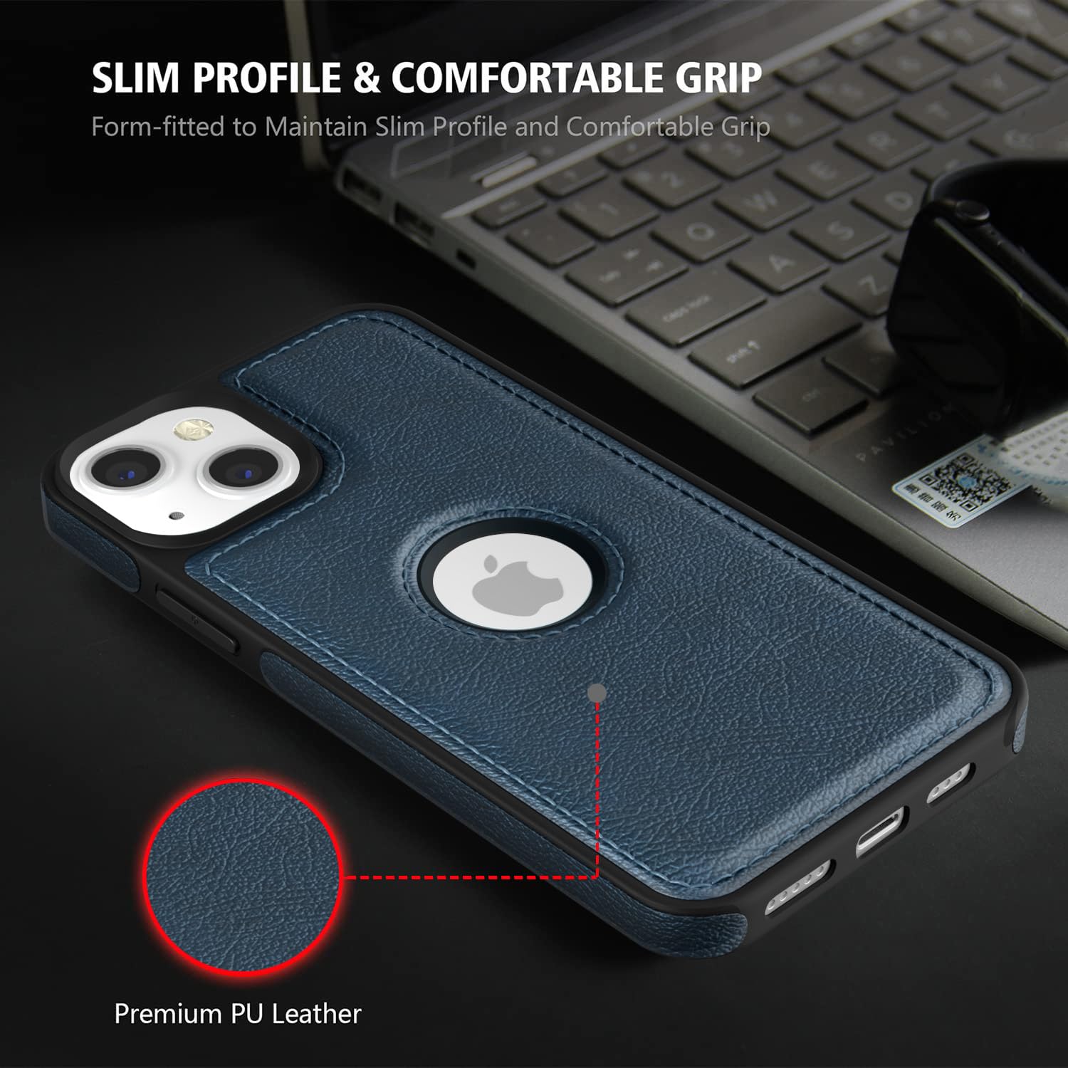 Pikkme iPhone 14 Pu Flexible Leather Back Case | Blue