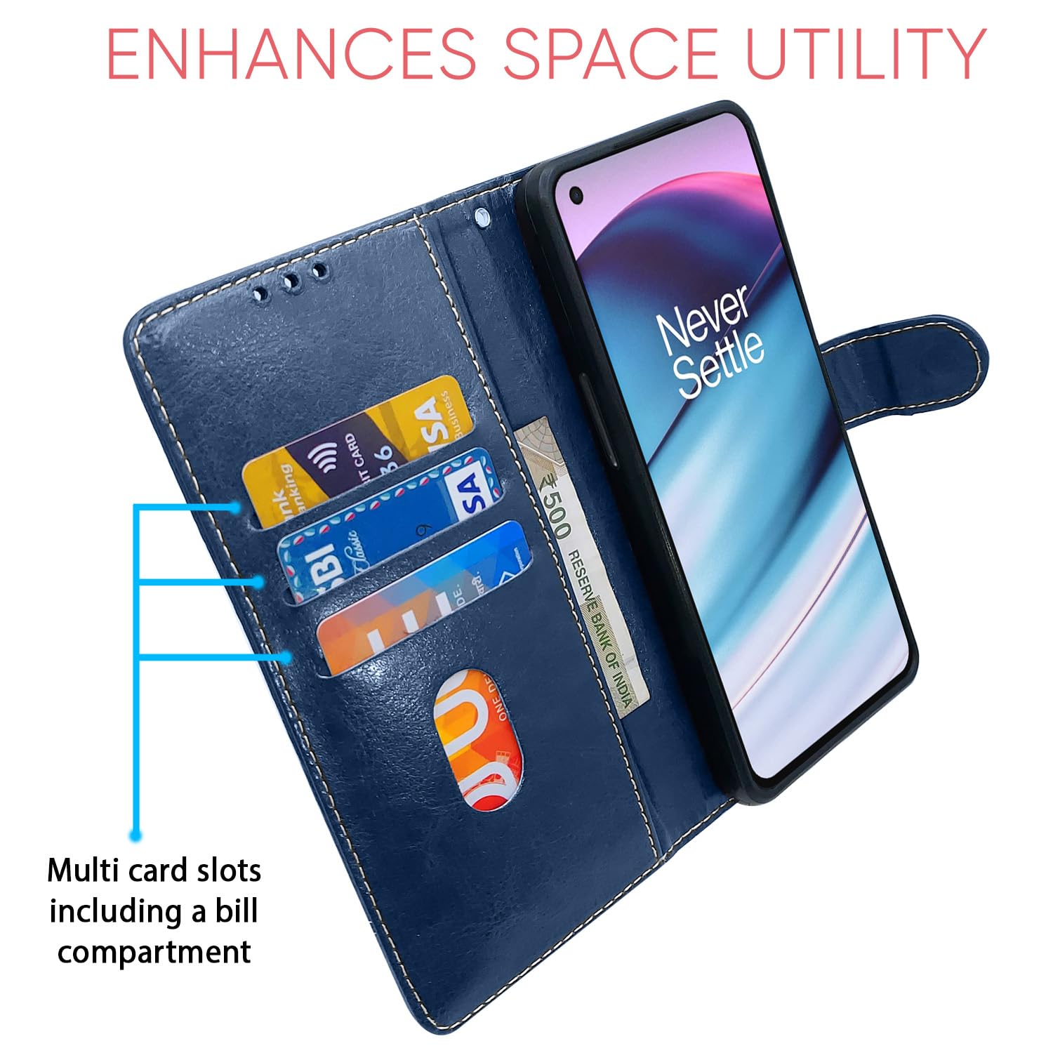 Blue & brown Magnetic mobile flip cover for OnePlus Nord CE 5G – Pikkme – photo 3