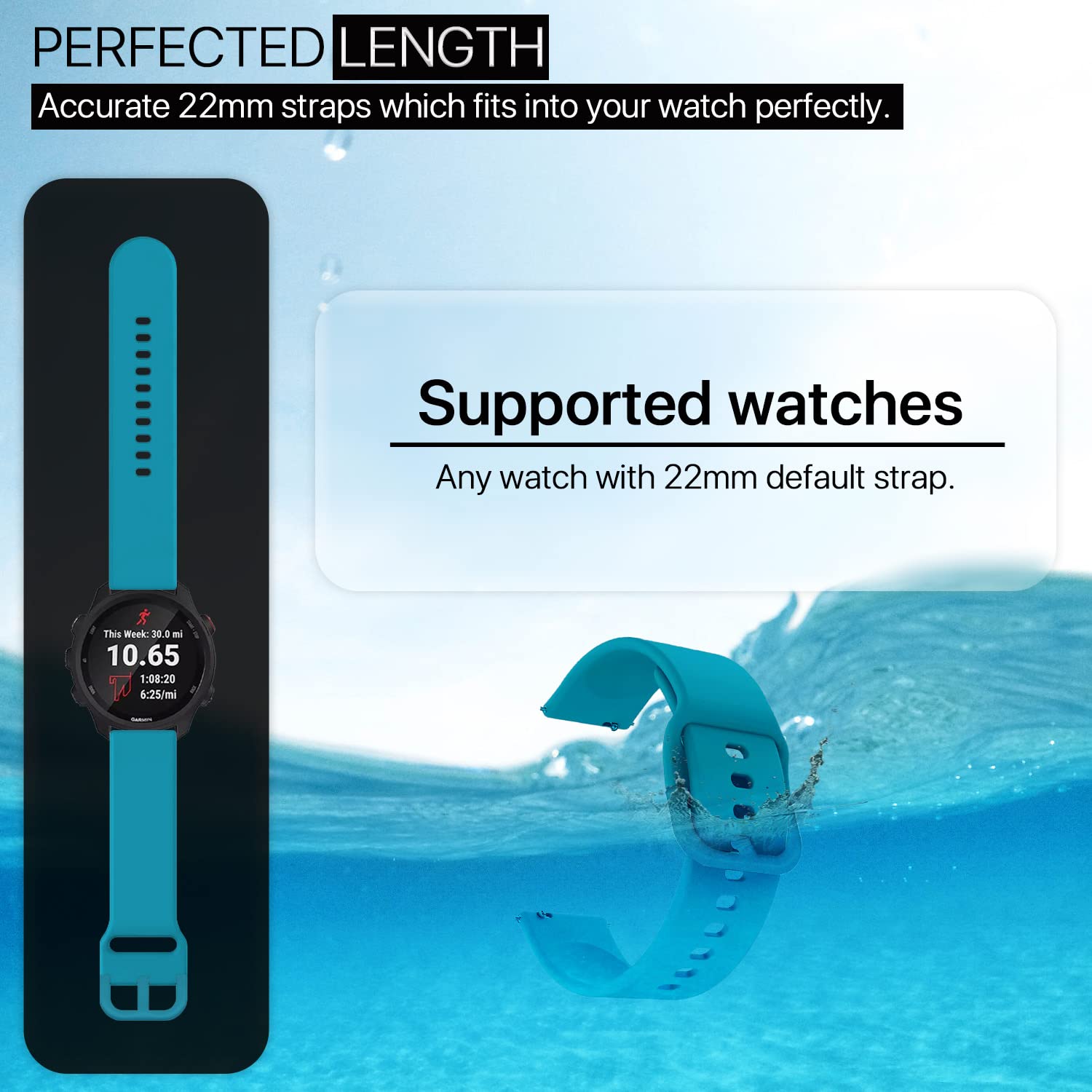 Pikkme Silicone Watch Strap (Turquoise Blue) – photo 5