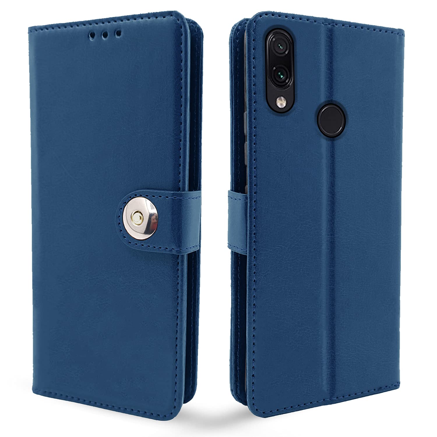 Pikkme blue button Magnetic mobile flip cover for Redmi Note 7/Note 7 Pro/Note 7s