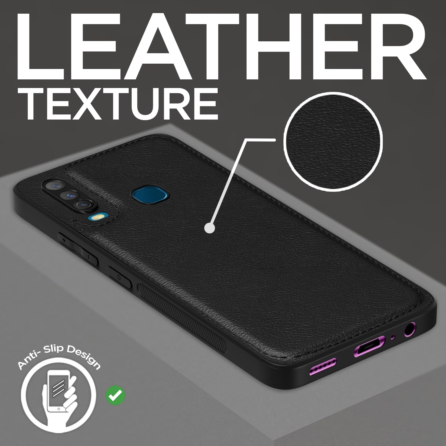Pikkme Vivo Y12/Y15/Y17/U10 Leather black mobile back cover – photo 7