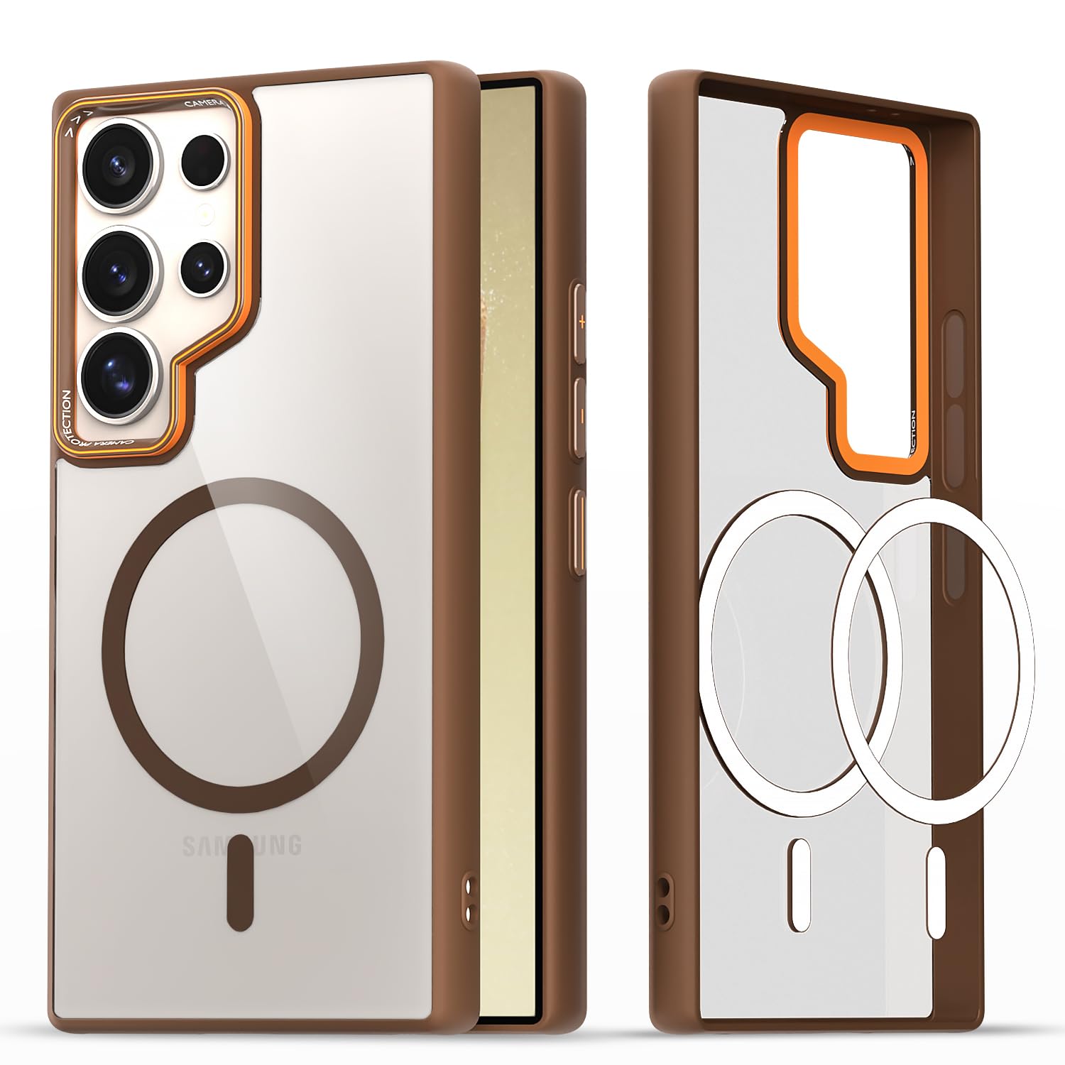 Samsung S24 Ultra 5G MagSafe mobile back cover in brown mag-safe by Pikkme