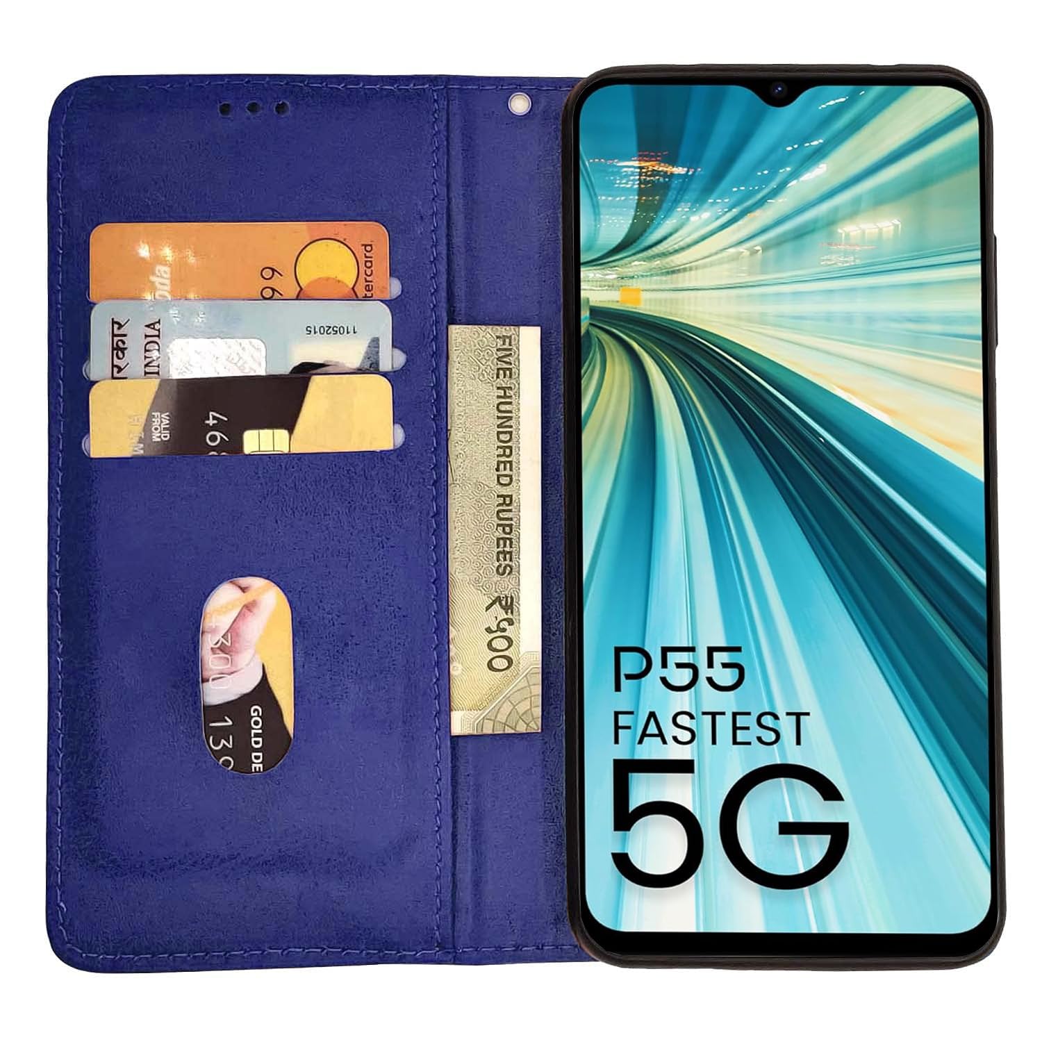 Itel P55 5G mobile flip cover in blue by Pikkme – photo 2