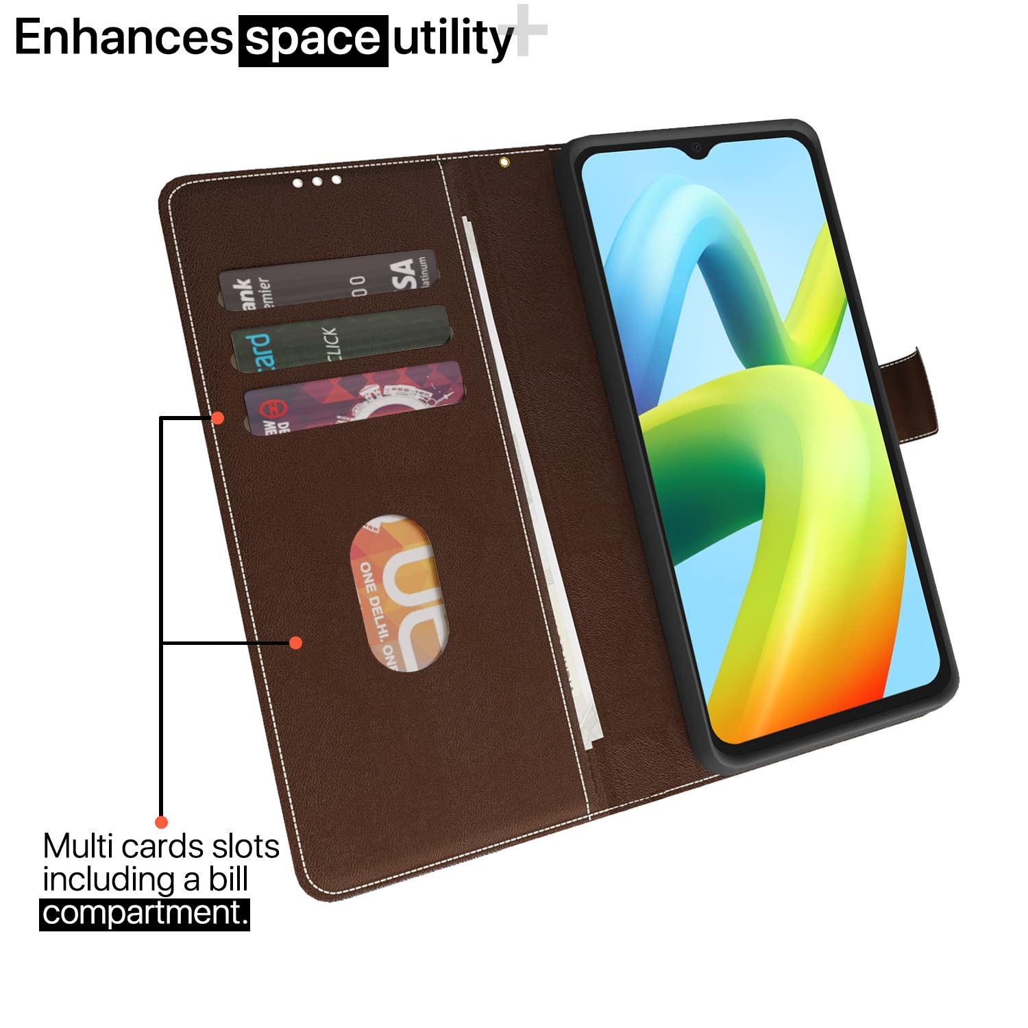 Brown & coffee flip cover for Redmi A1/A2 – Pikkme – photo 2