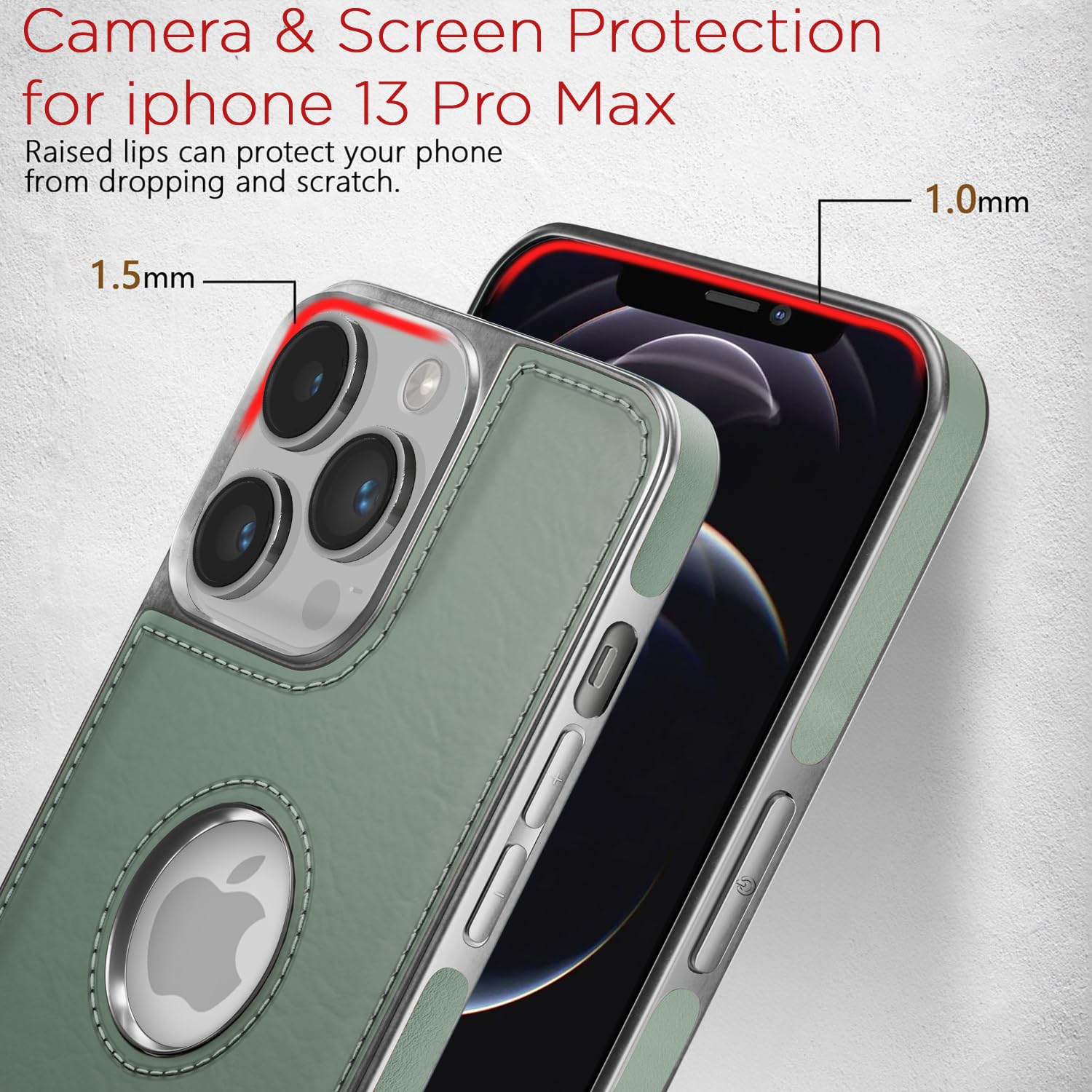 Pikkme iPhone 12 Pro Max Silver Electroplated Chrome Leather Back Cover (Green)