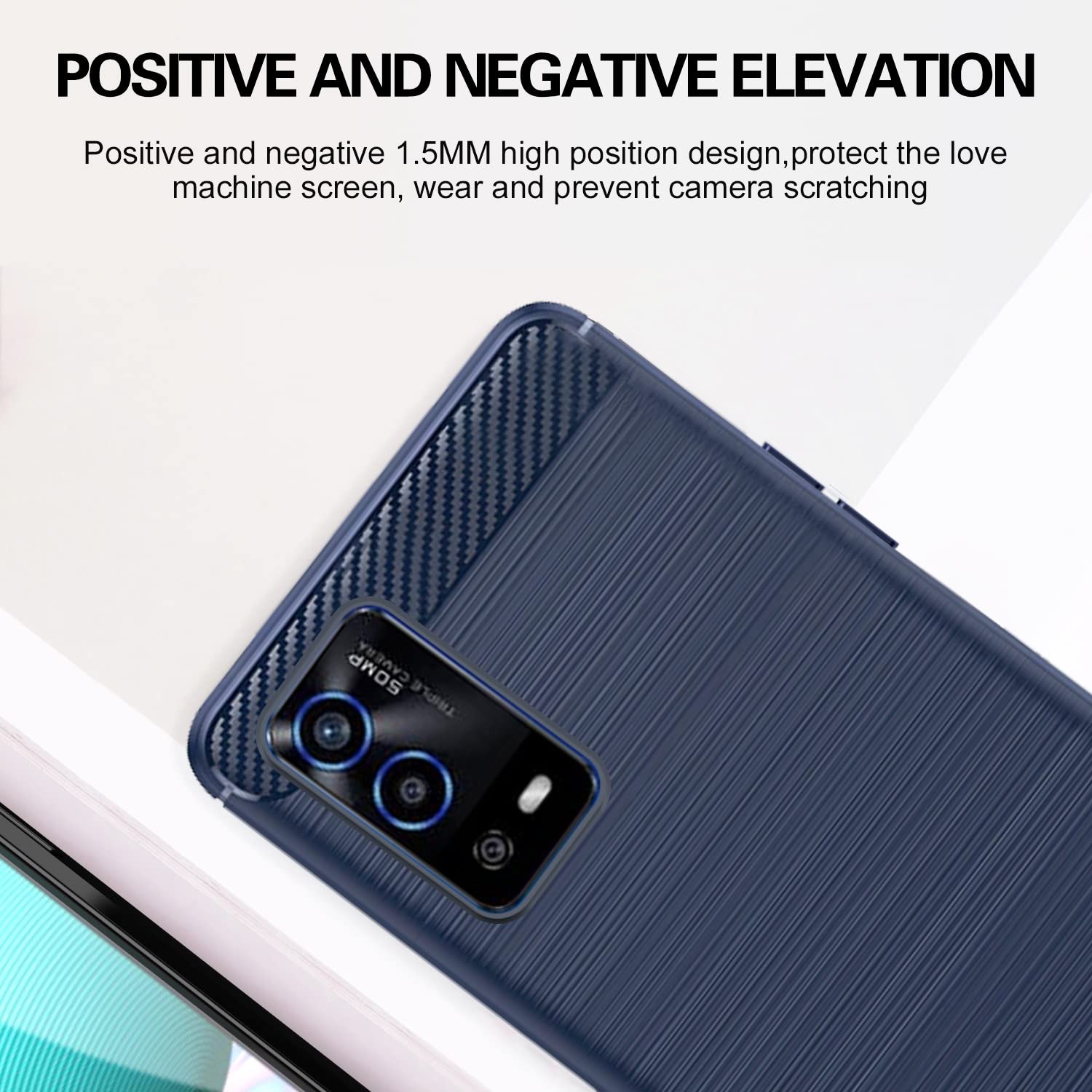 Pikkme Oppo A55 Hybrid Carbon Fiber Back Cover | Blue