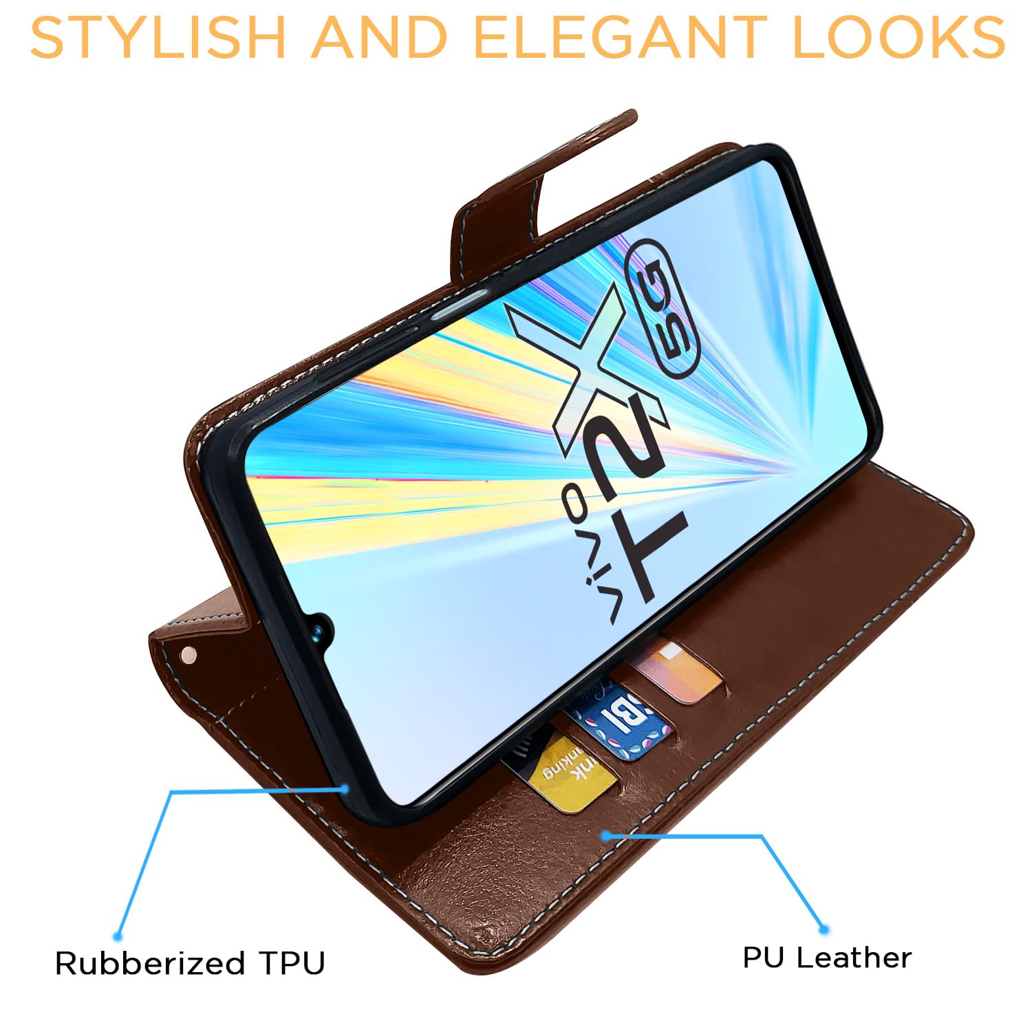 Brown & coffee wallet flip cover for Vivo T2X/Y16/Y56 5G – Pikkme – photo 5