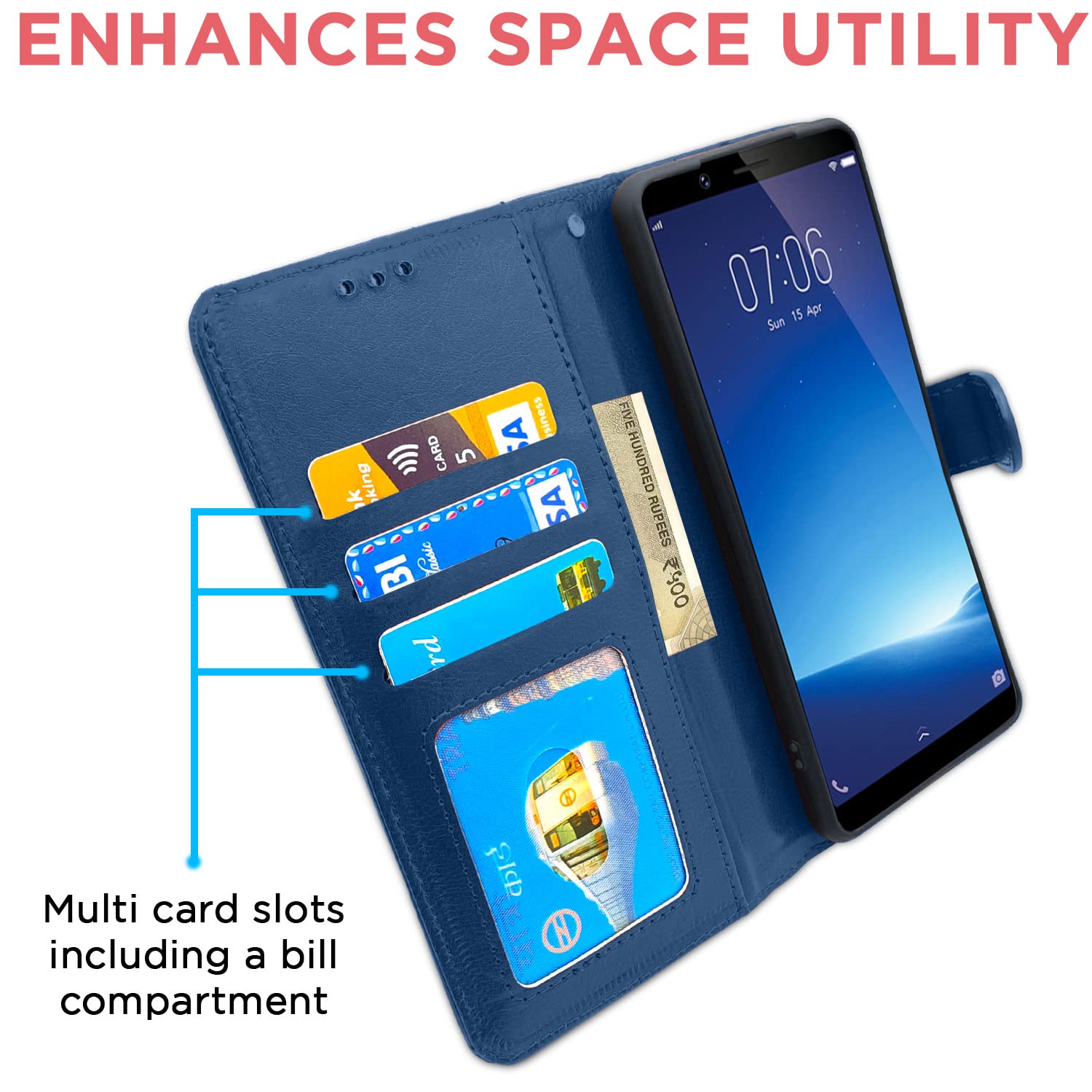 Pikkme Vivo Y71 Flip Vintage Flip Cover | Blue