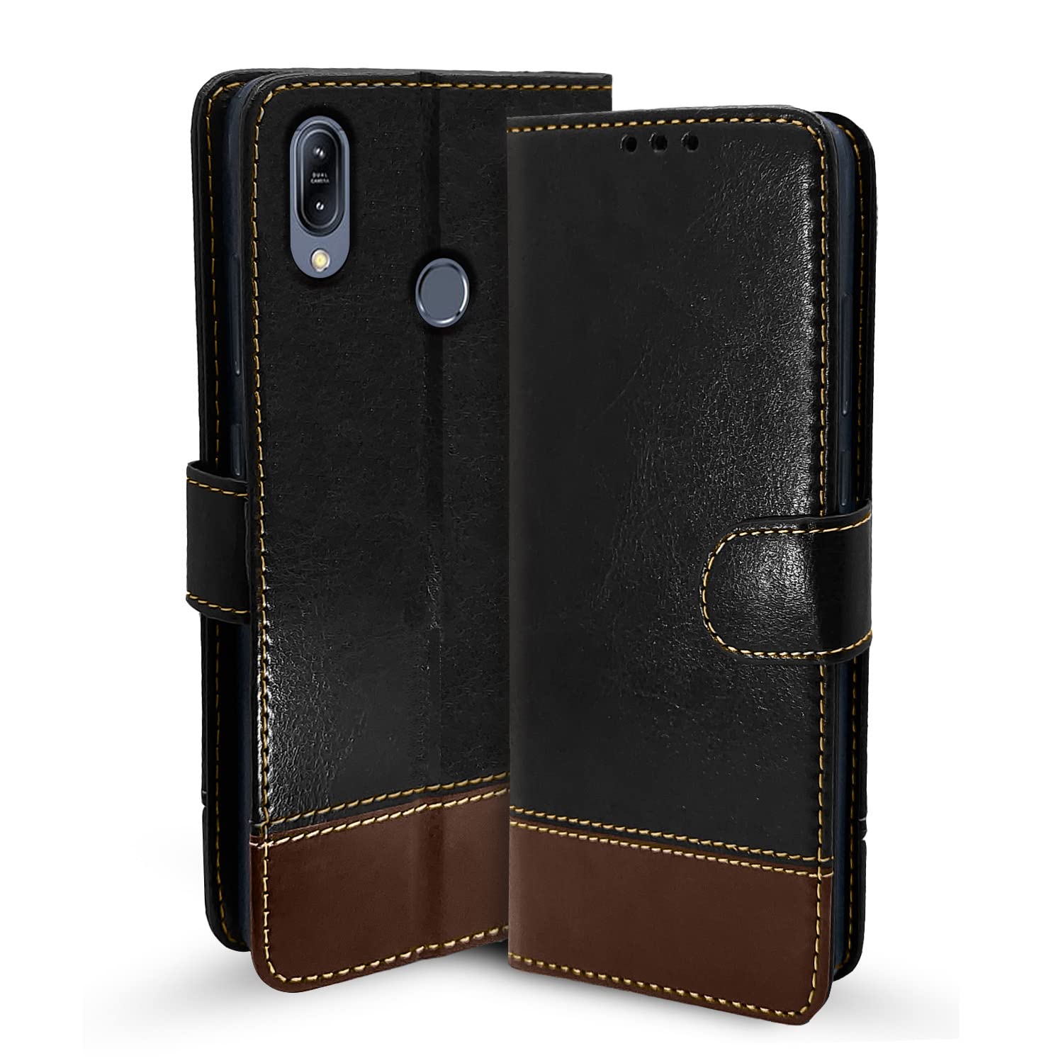 Pikkme Asus black & brown mobile flip cover