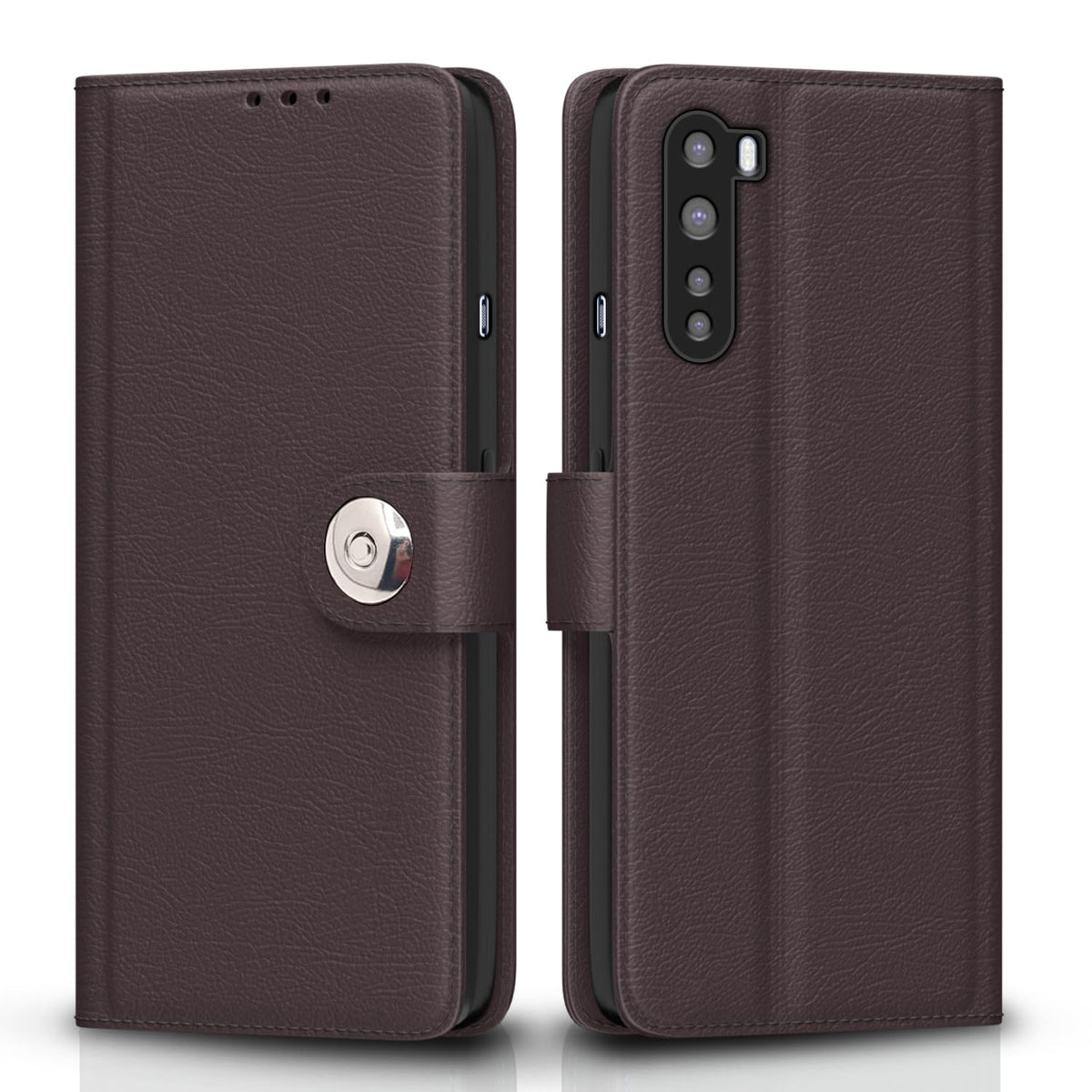 OnePlus Nord (2020) Button flip cover in coffee by Pikkme