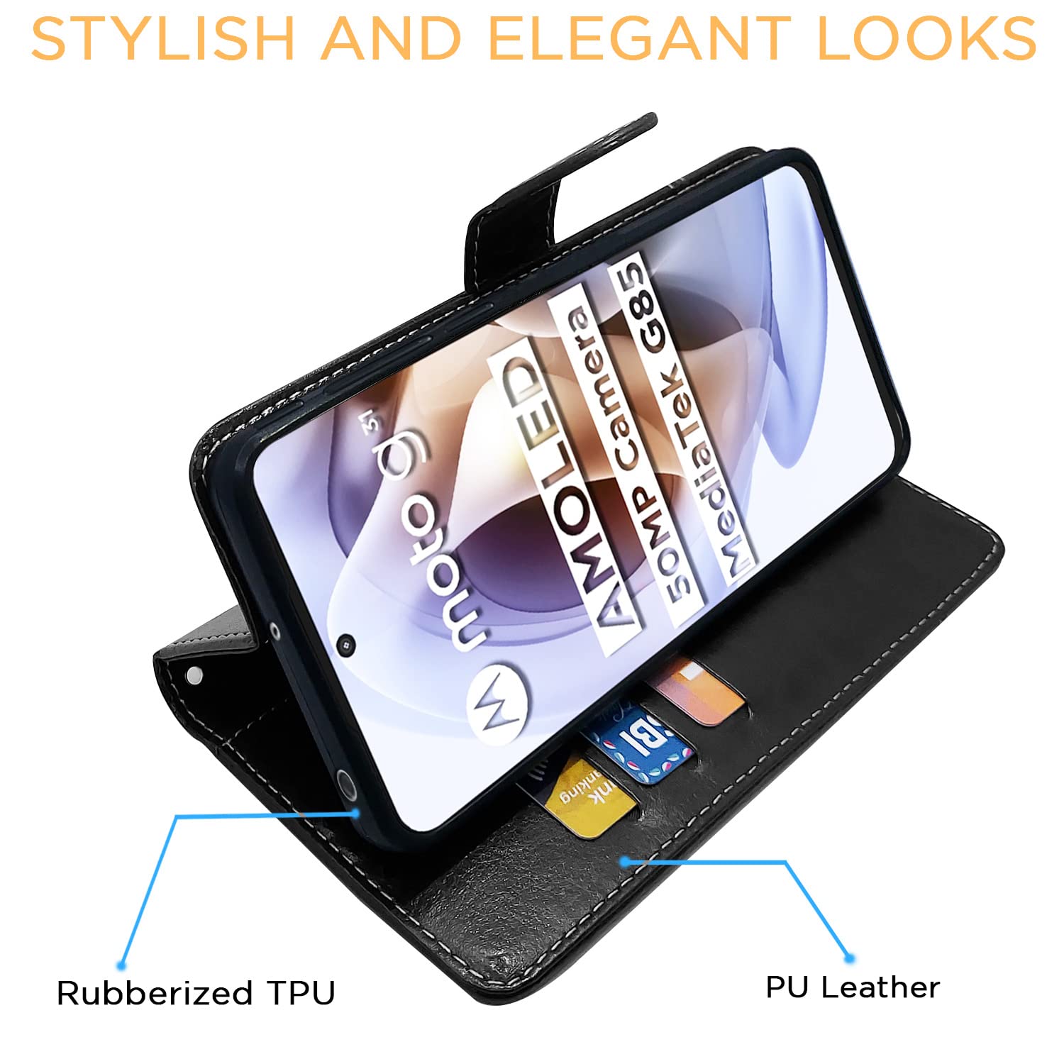 Pikkme Moto G31 Contrast Flip Cover (Blue)