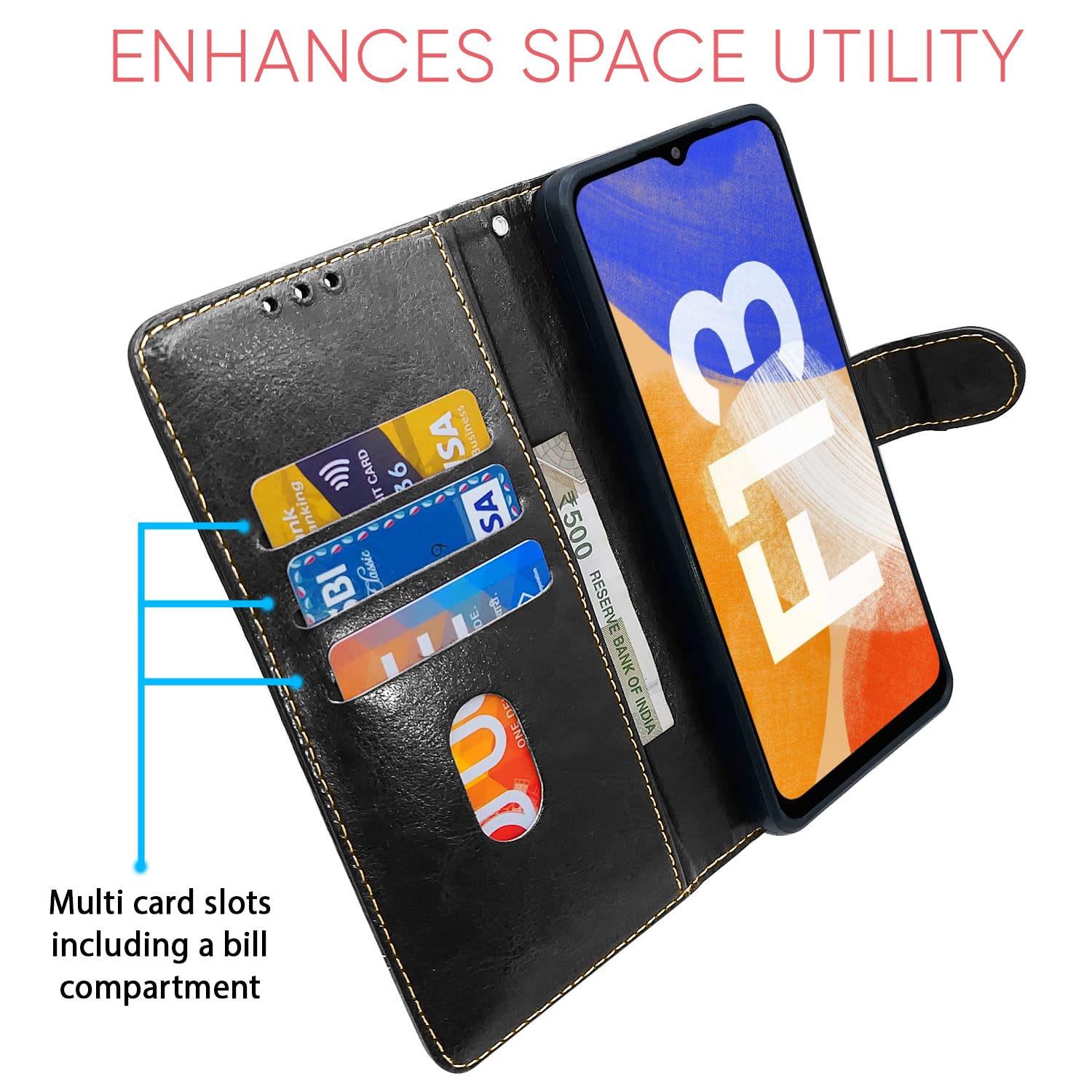 Pikkme black & brown Magnetic flip cover for Samsung F13 – photo 3