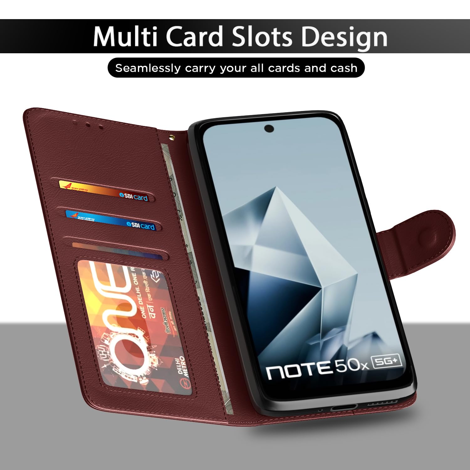 Pikkme Infinix Note 50x 5G Vintage Flip Cover (Brown)