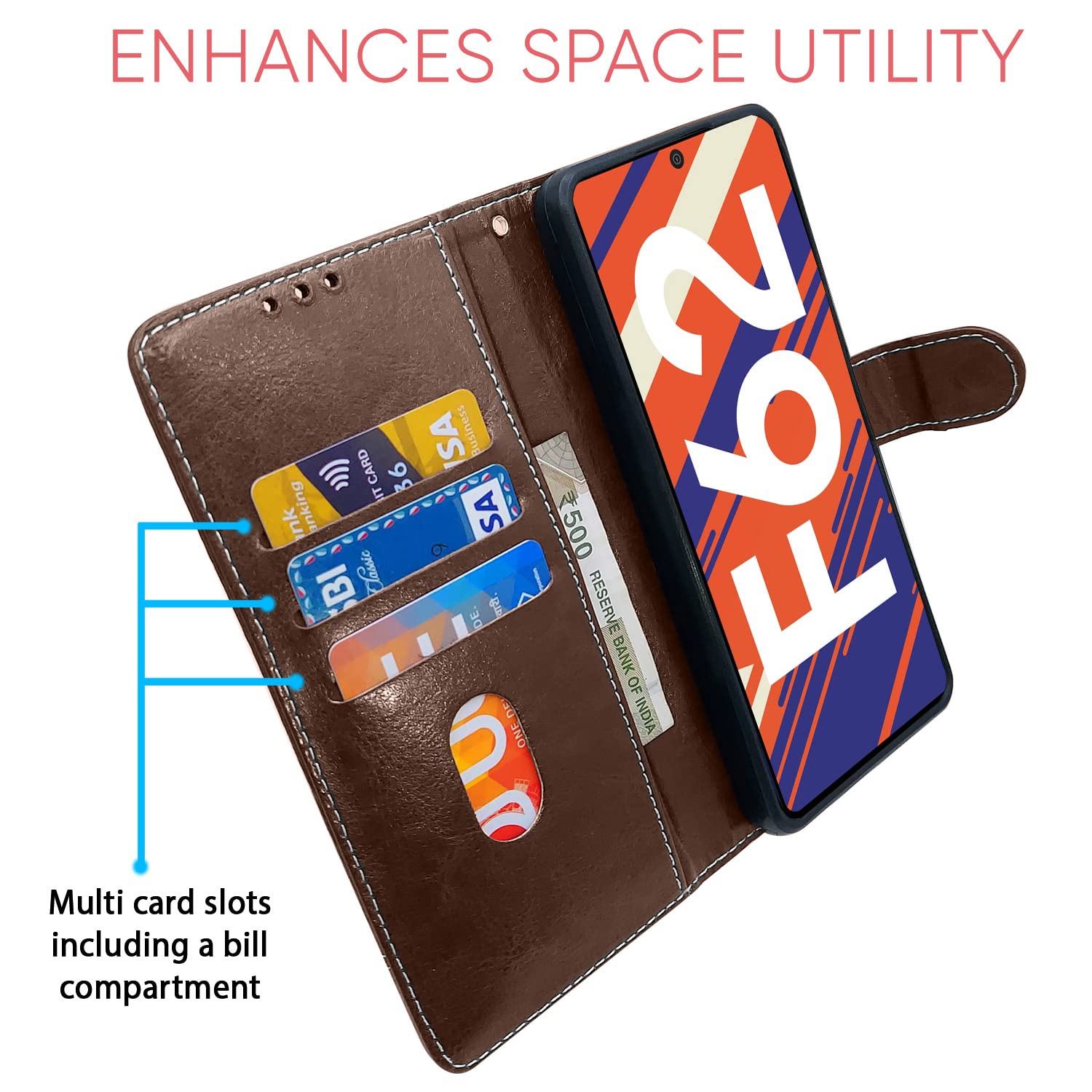 Brown & coffee Magnetic flip cover for Samsung F62 – Pikkme – photo 3