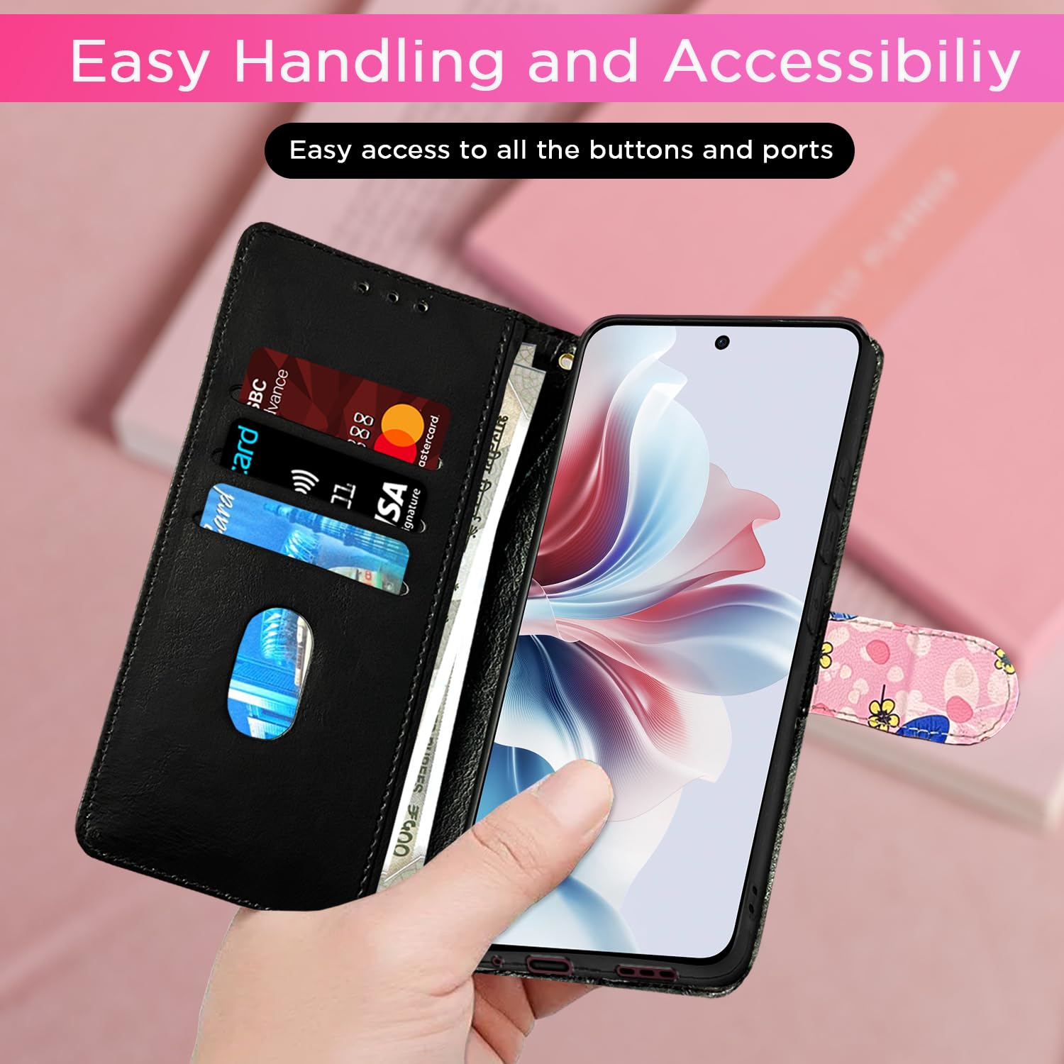 OPPO F25 Pro 5G flip cover in pink flower by Pikkme – photo 4