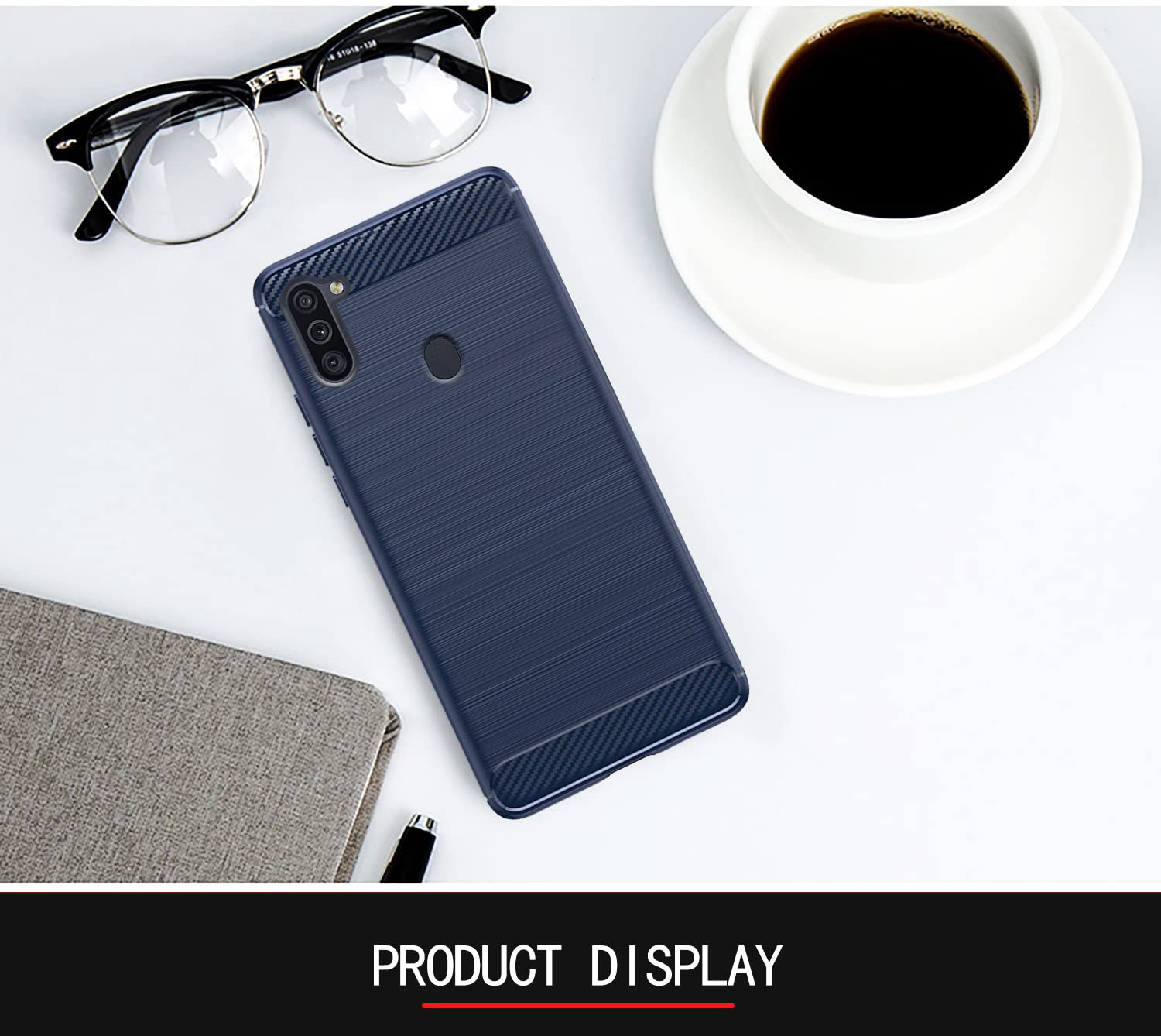 Pikkme Samsung Galaxy M11 Hybrid Carbon Fiber Back Cover | Blue