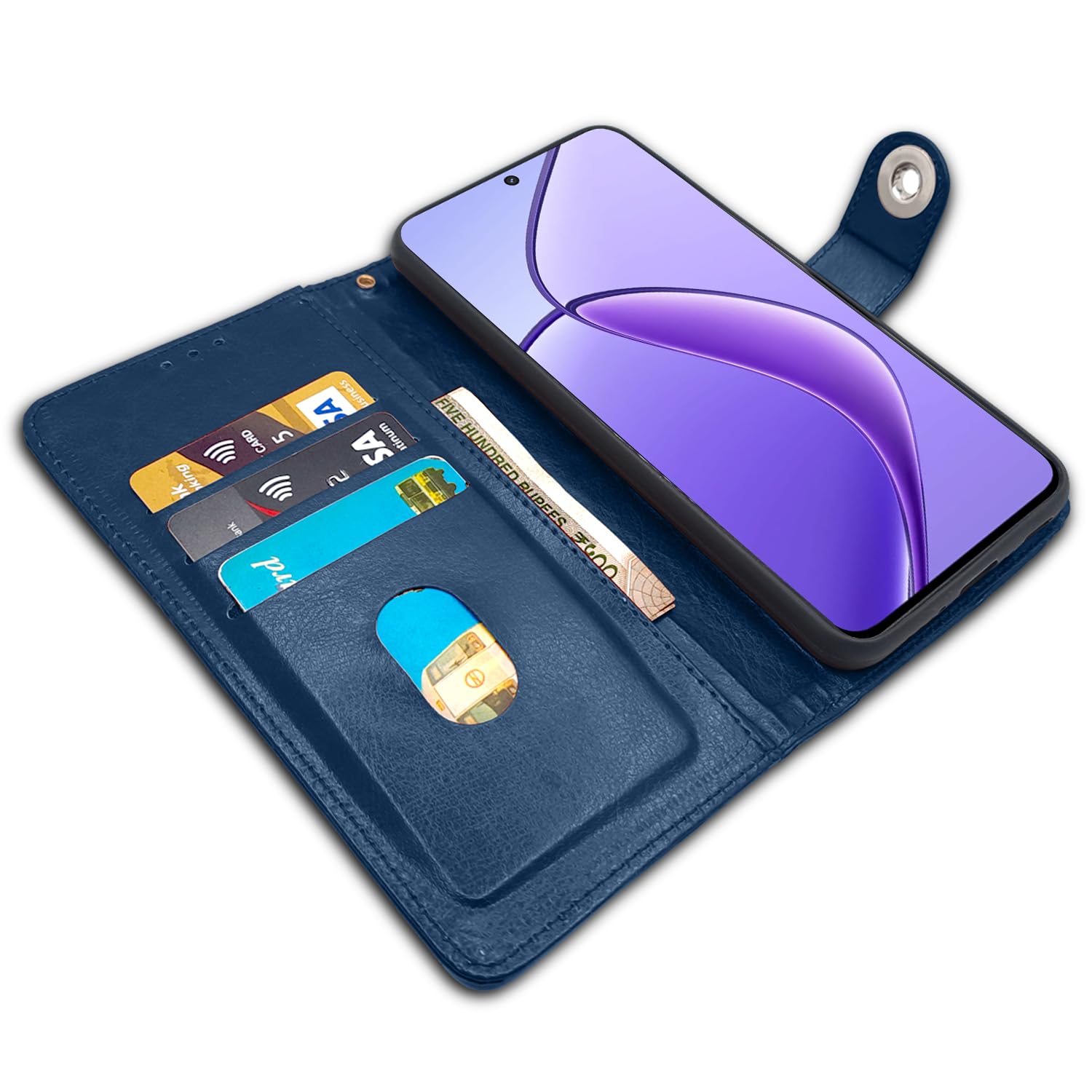 Pikkme Realme Narzo 70x 5G / N65 / Realme 13 / 12 / 12X 5G / C65 Button Flip Cover (Blue)