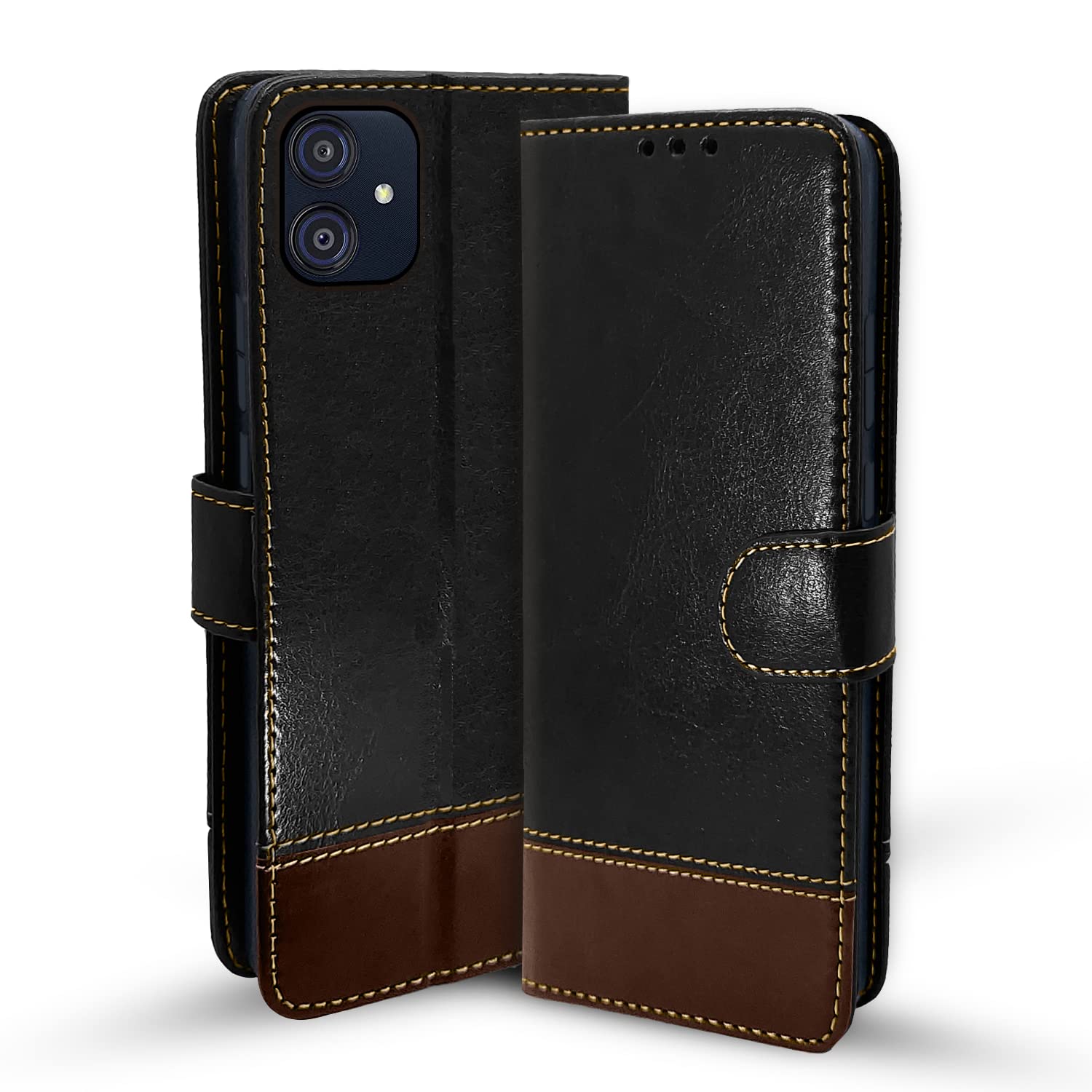 Black & brown flip cover for Samsung M04/F04/A04e – Pikkme