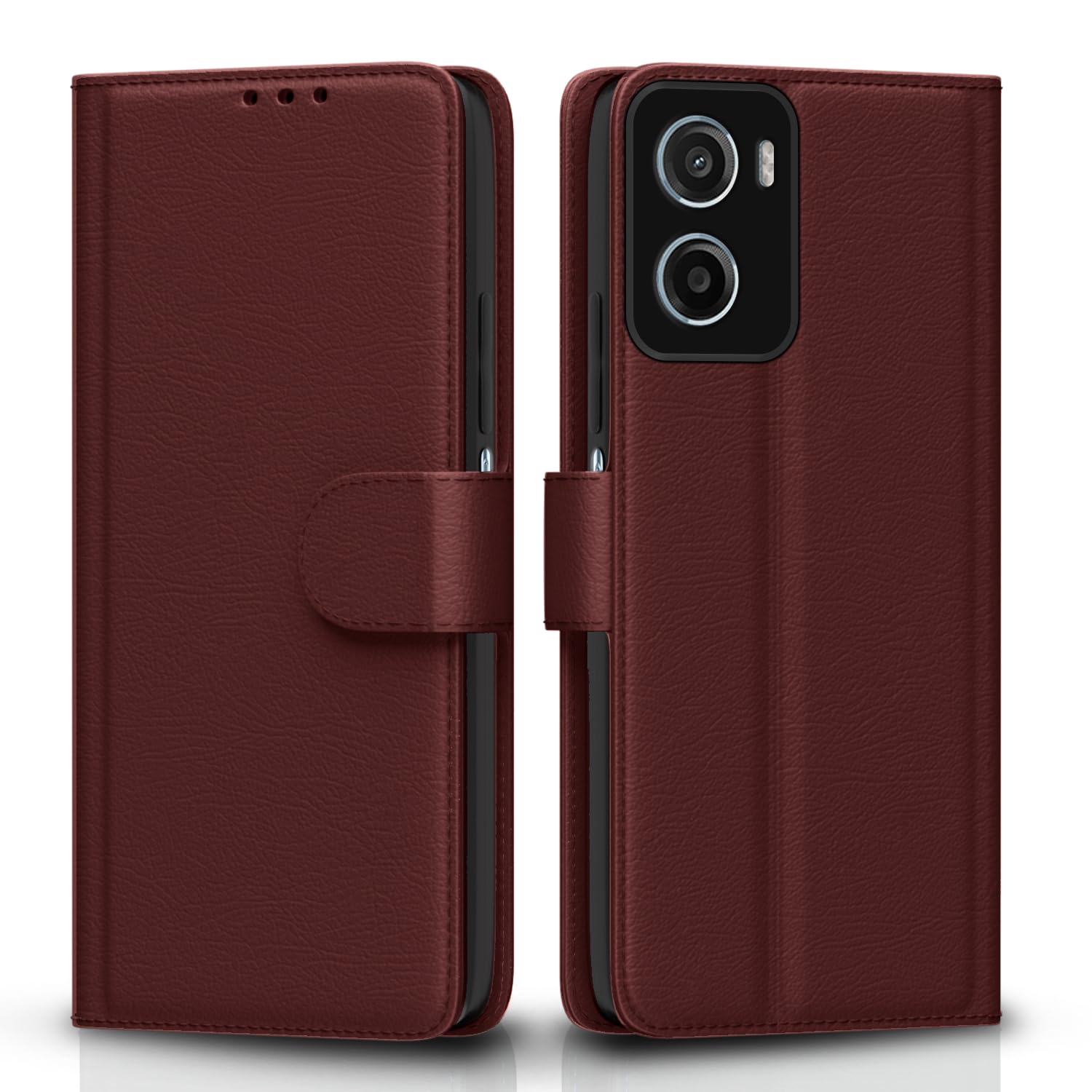 Pikkme Motorola Moto G05 Premium Leather Finish Vintage Flip Cover (Brown)