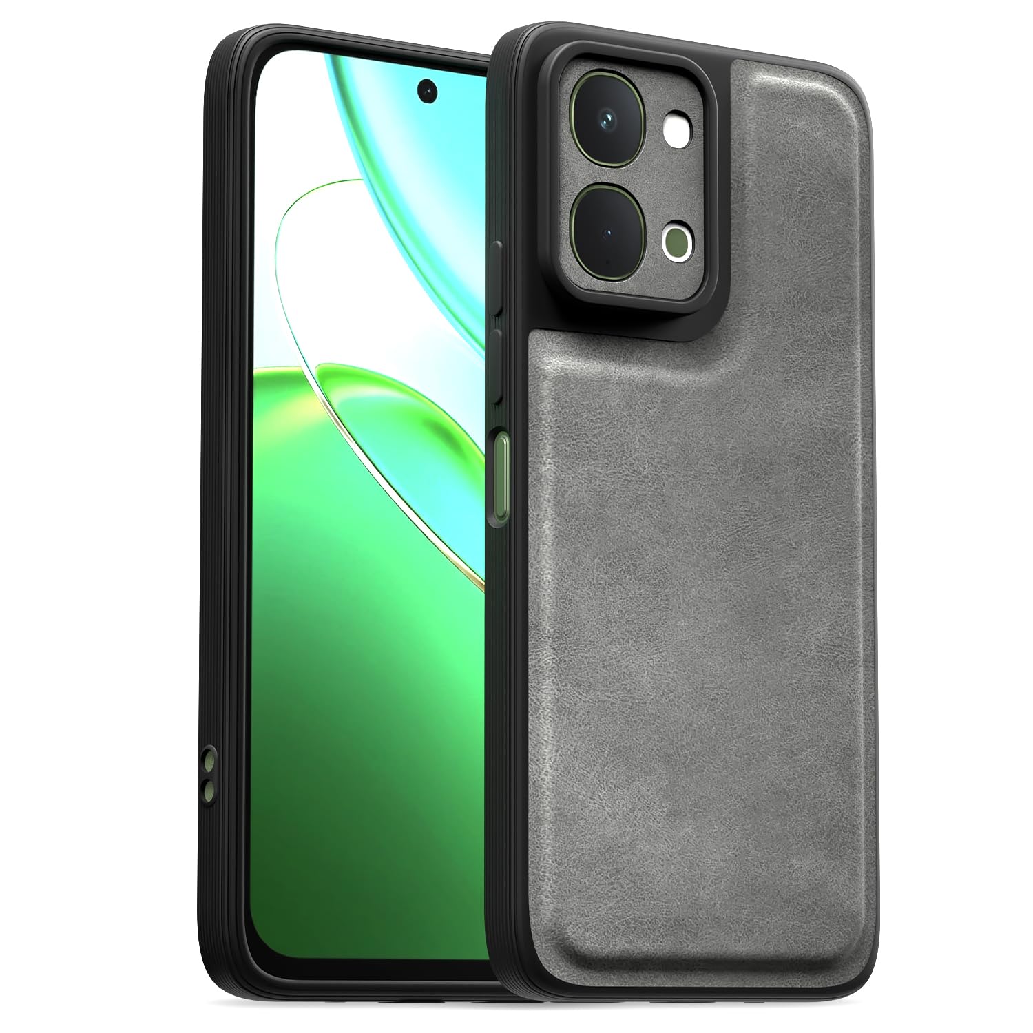 Vivo T5x/Y51 Pro/iQOO Z11x 5G Leather mobile back cover in grey by Pikkme