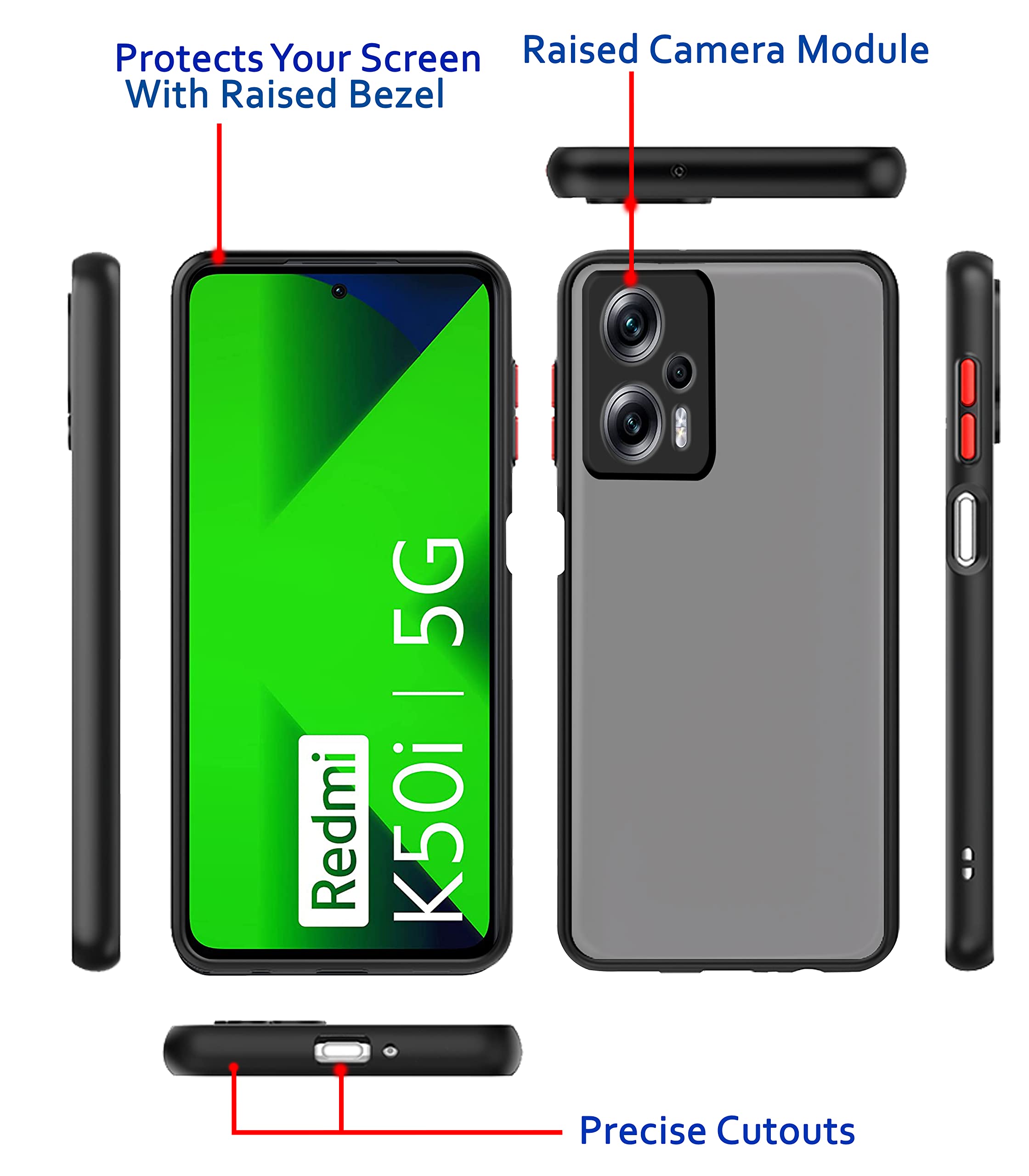 Redmi K50i 5G Hybrid phone cover in tpu, black by Pikkme – photo 3