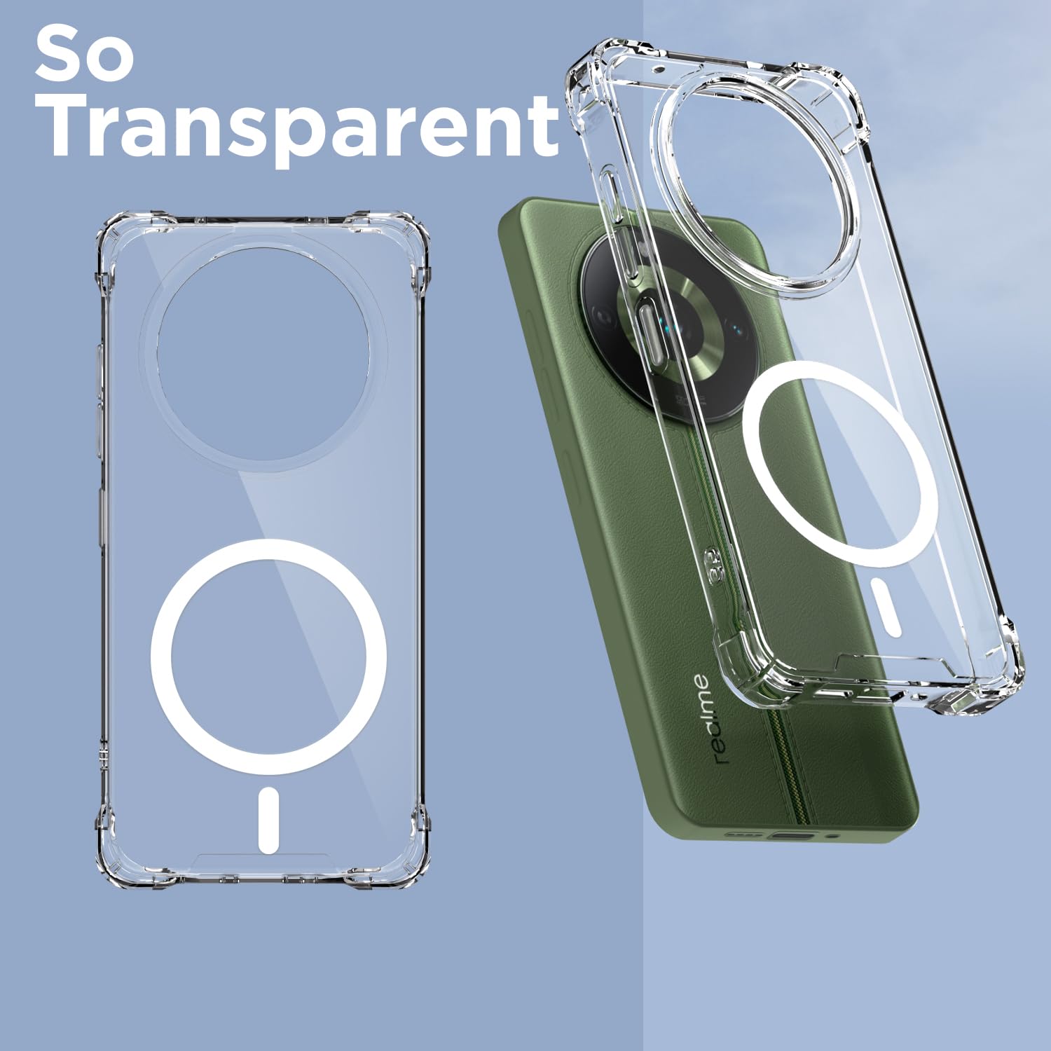 Transparent mag-safe MagSafe phone cover for Realme 11 Pro/11 Pro Plus 5G/Narzo 60 Pro 5G – Pikkme – photo 2